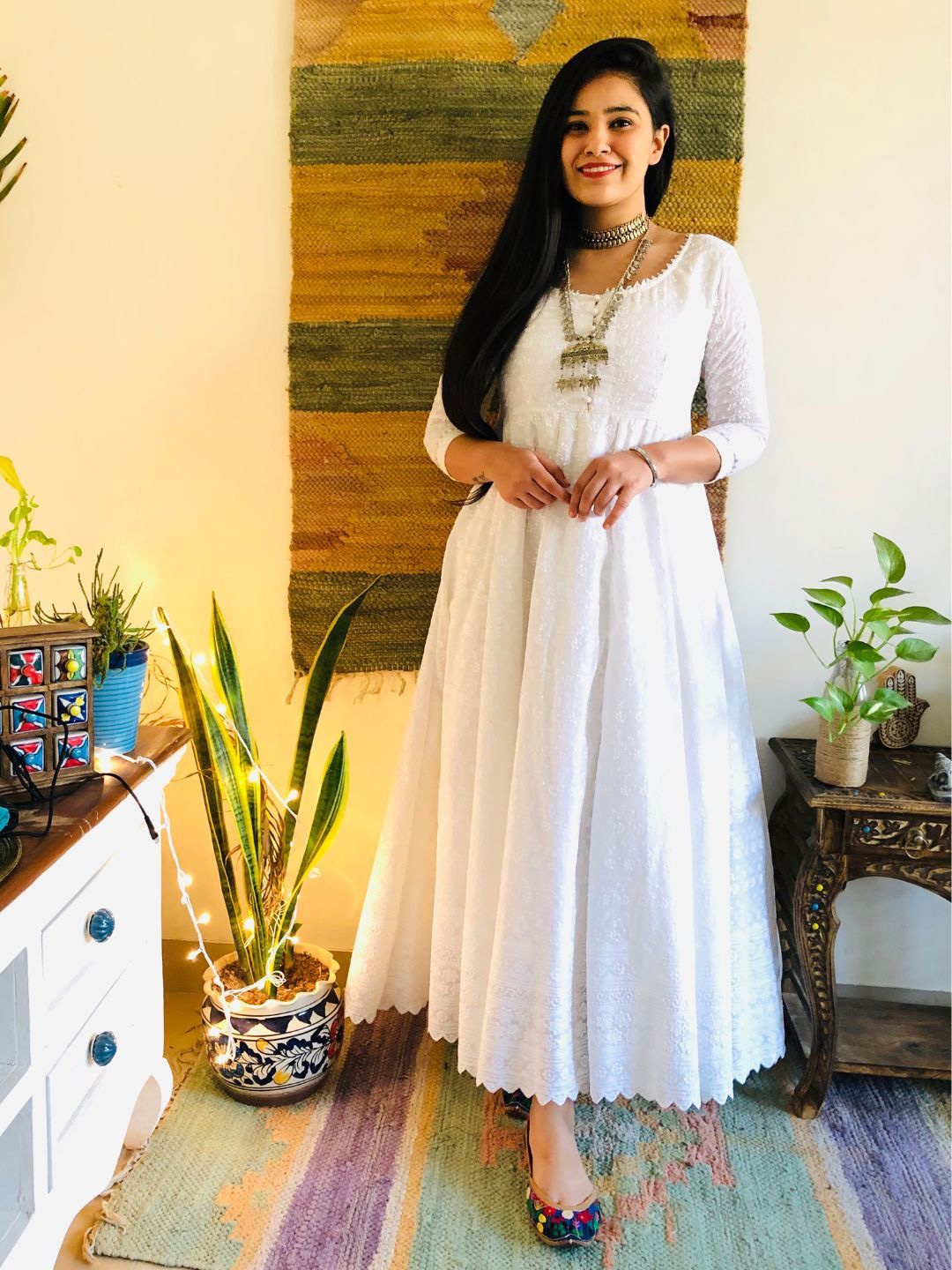 

Bohemian Dream Jiya Embroidered Anarkali Dress, White