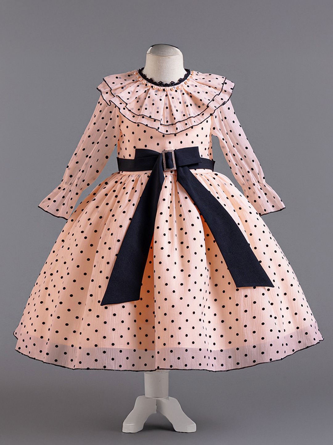 

Xsole Polka Dot Print Fit & Flare Dress, Pink