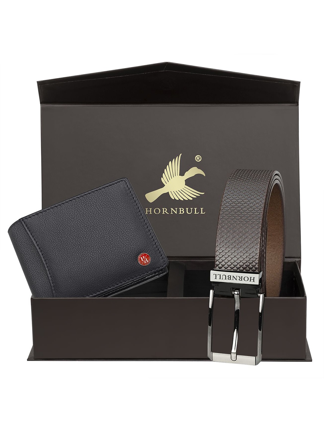 

Hornbull Men Themes Leather RFID Protected Wallet & Belt Accessory Gift Set, Black