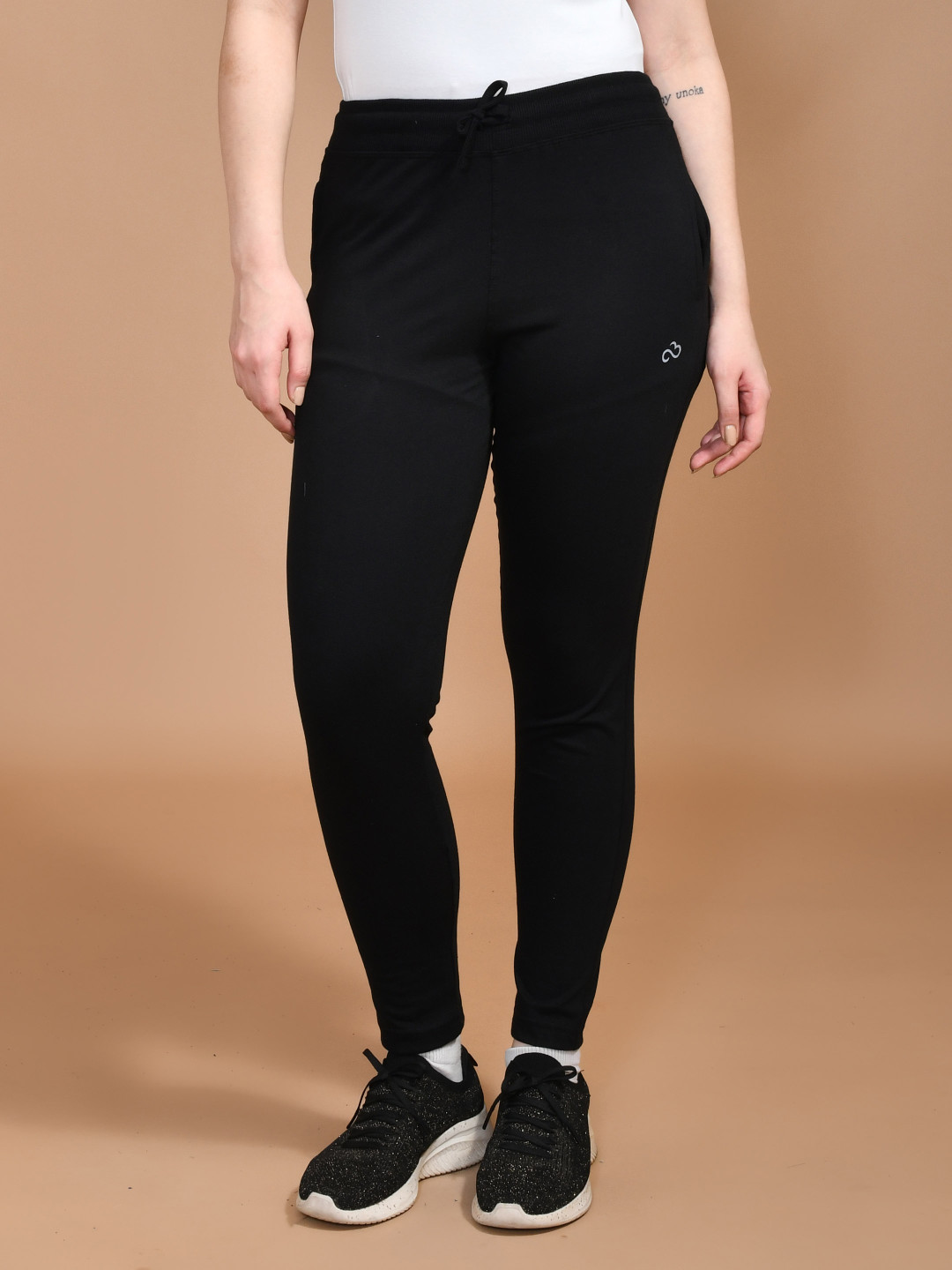 

SKYKNIT Women Slim-Fit Mid-Rise Track Pants, Black