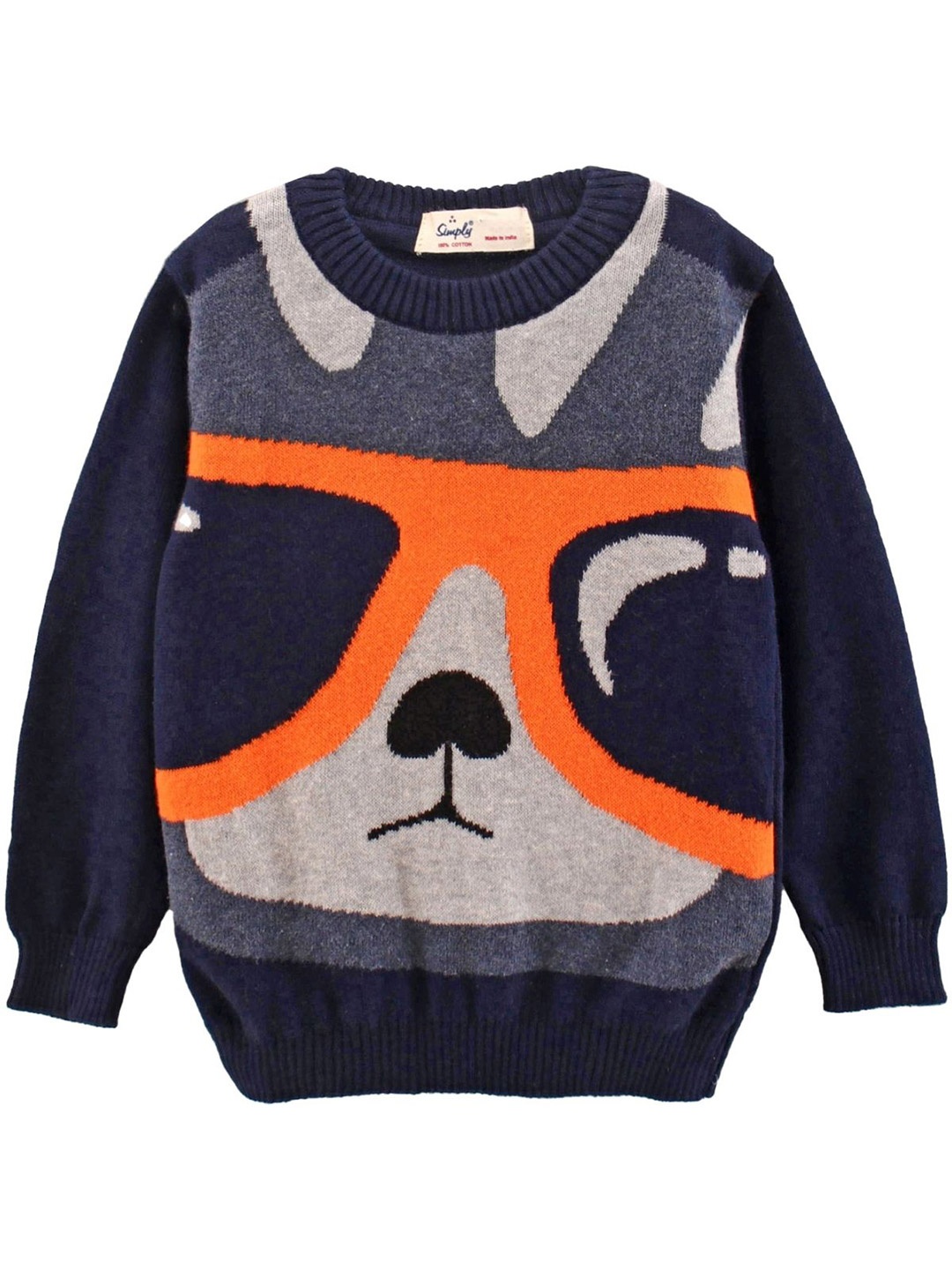 

Simply Boys Graphic Printed Pure Cotton Pullover, Navy blue