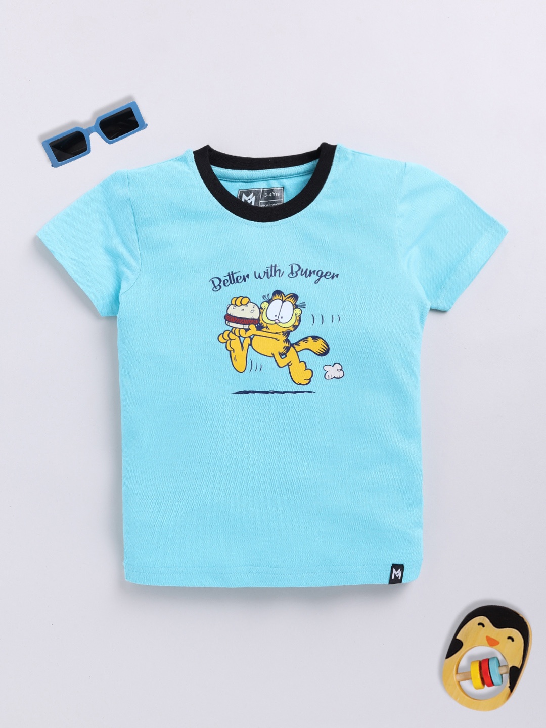 

YK X Minute Mirth Boys Garfield Printed T-shirt, Blue