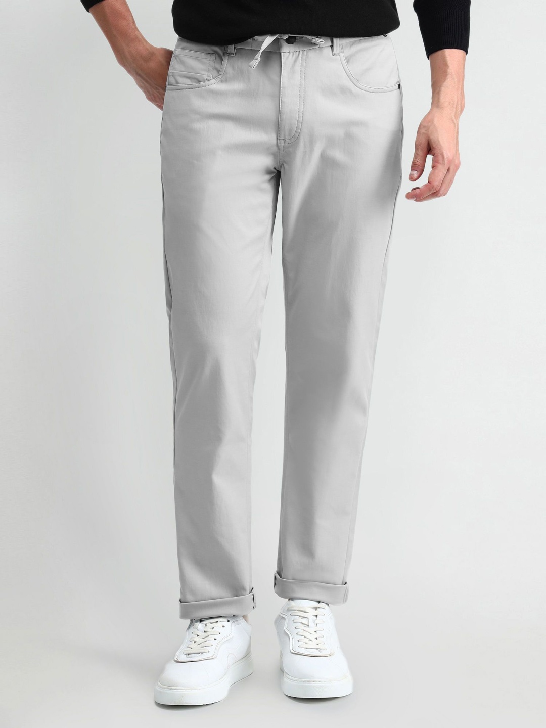 

Arrow New York Men Classic Slim Fit Trousers, Grey