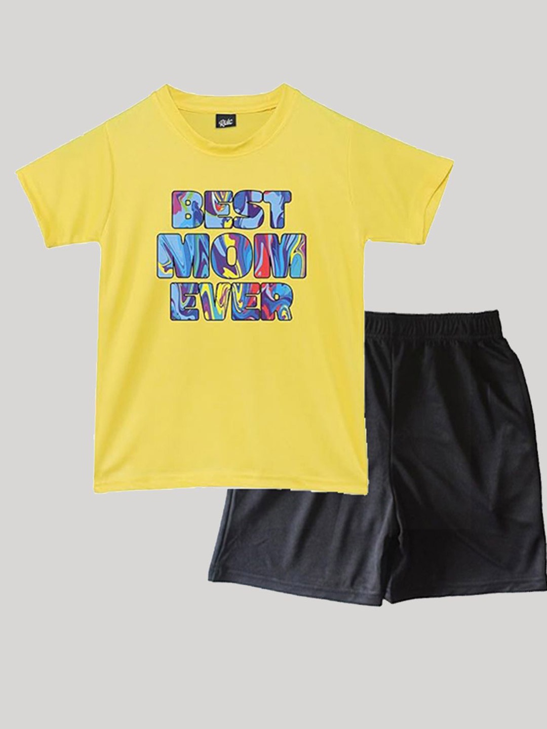 

RISH Unisex Kids Printed Round Neck T-Shirt With Shorts, Yellow