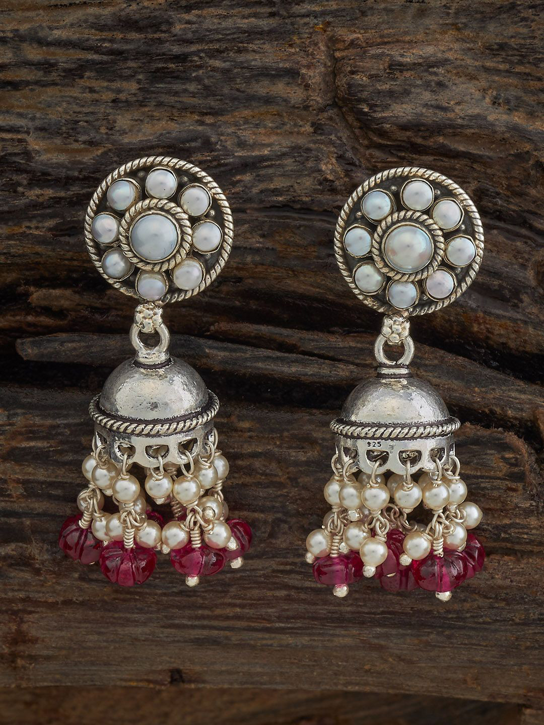 

Kushal's Fashion Jewellery 92.5 Sterling Silver-Plated Dome Shaped Temple Jhumkas