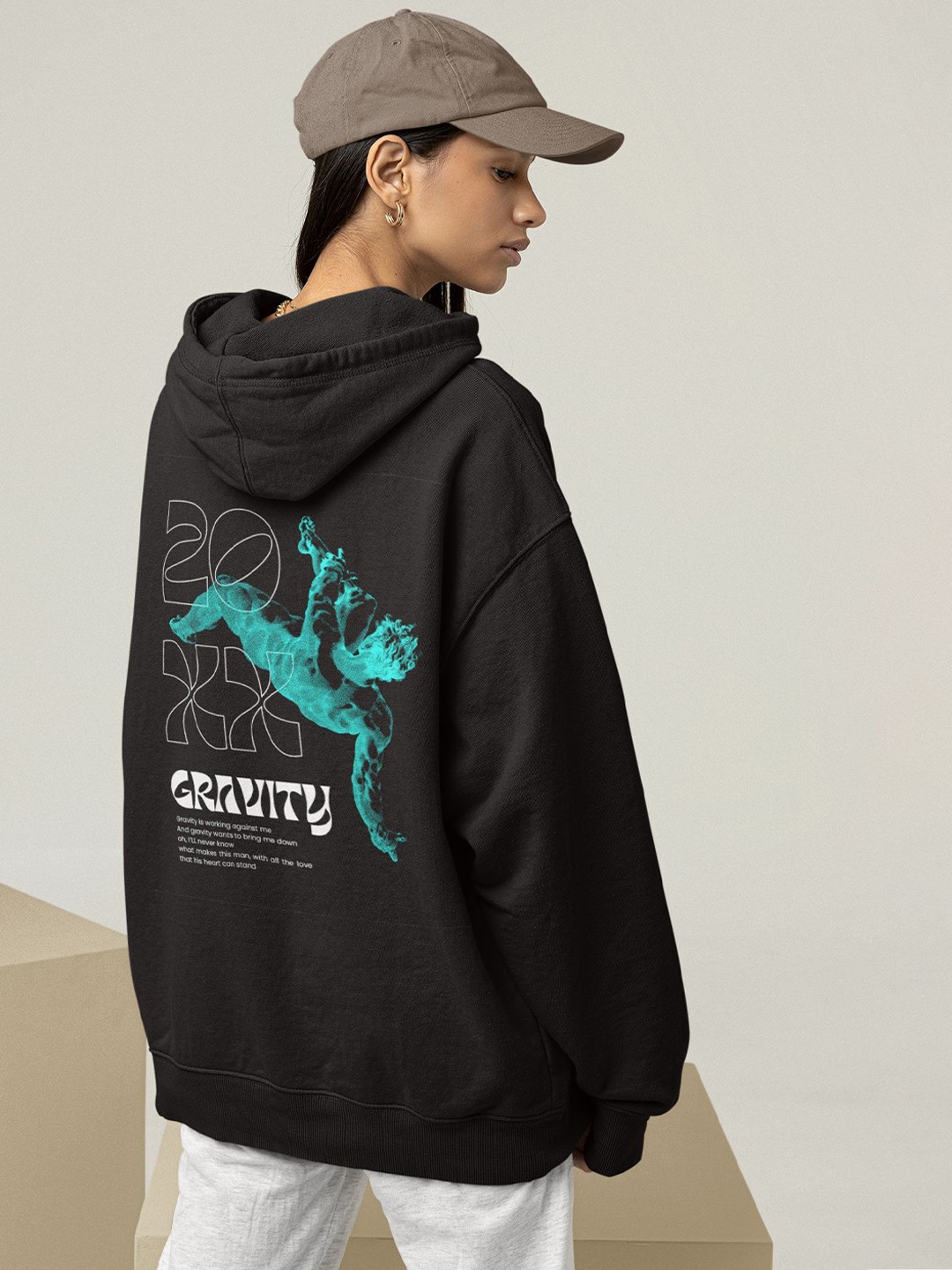 

TheBTclub Women Graphic Printed Hooded Sweatshirt, Black