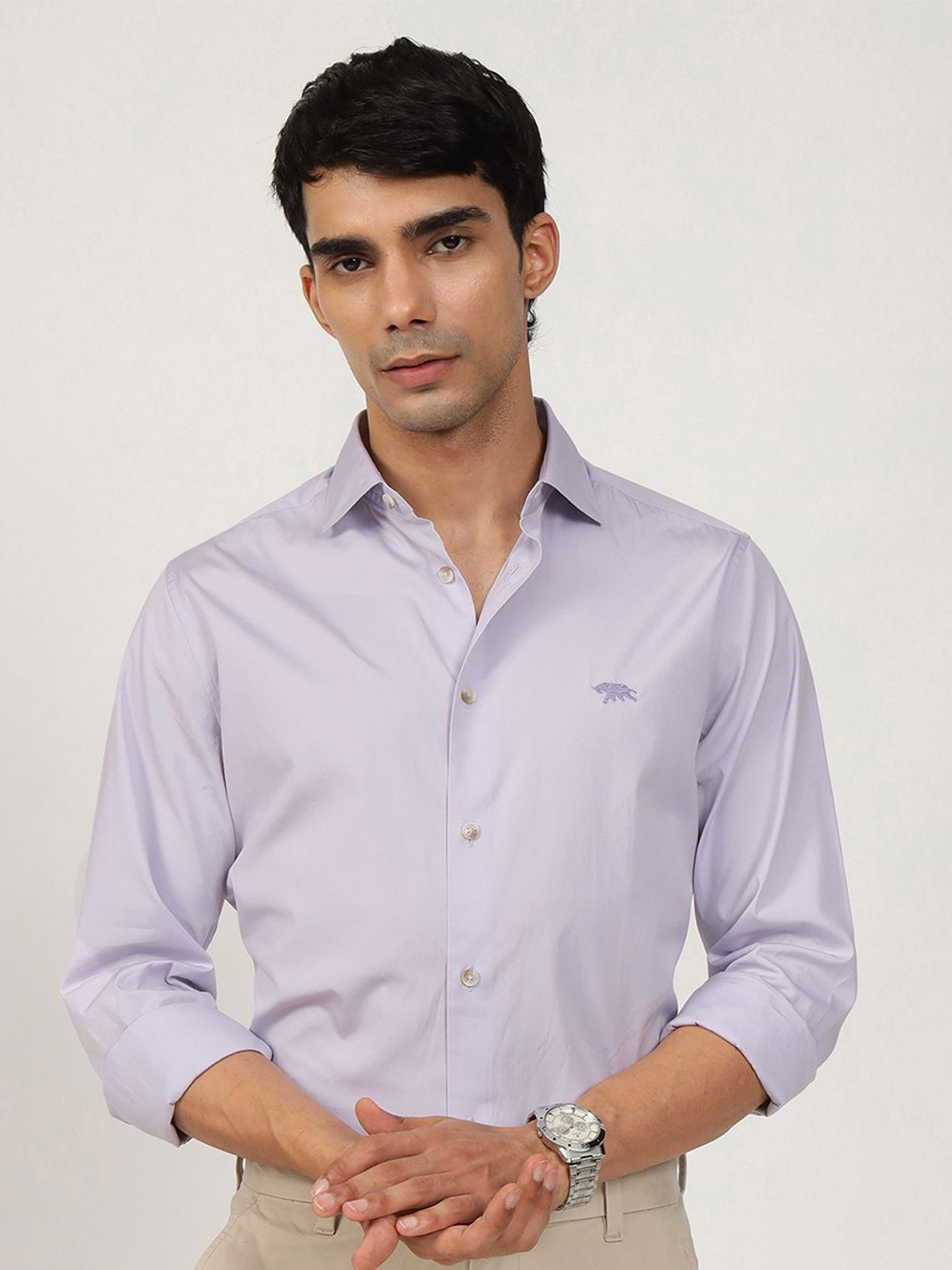 

Andamen Semi Formal Men Woven Cotton Regular Fit Shirt, Lavender