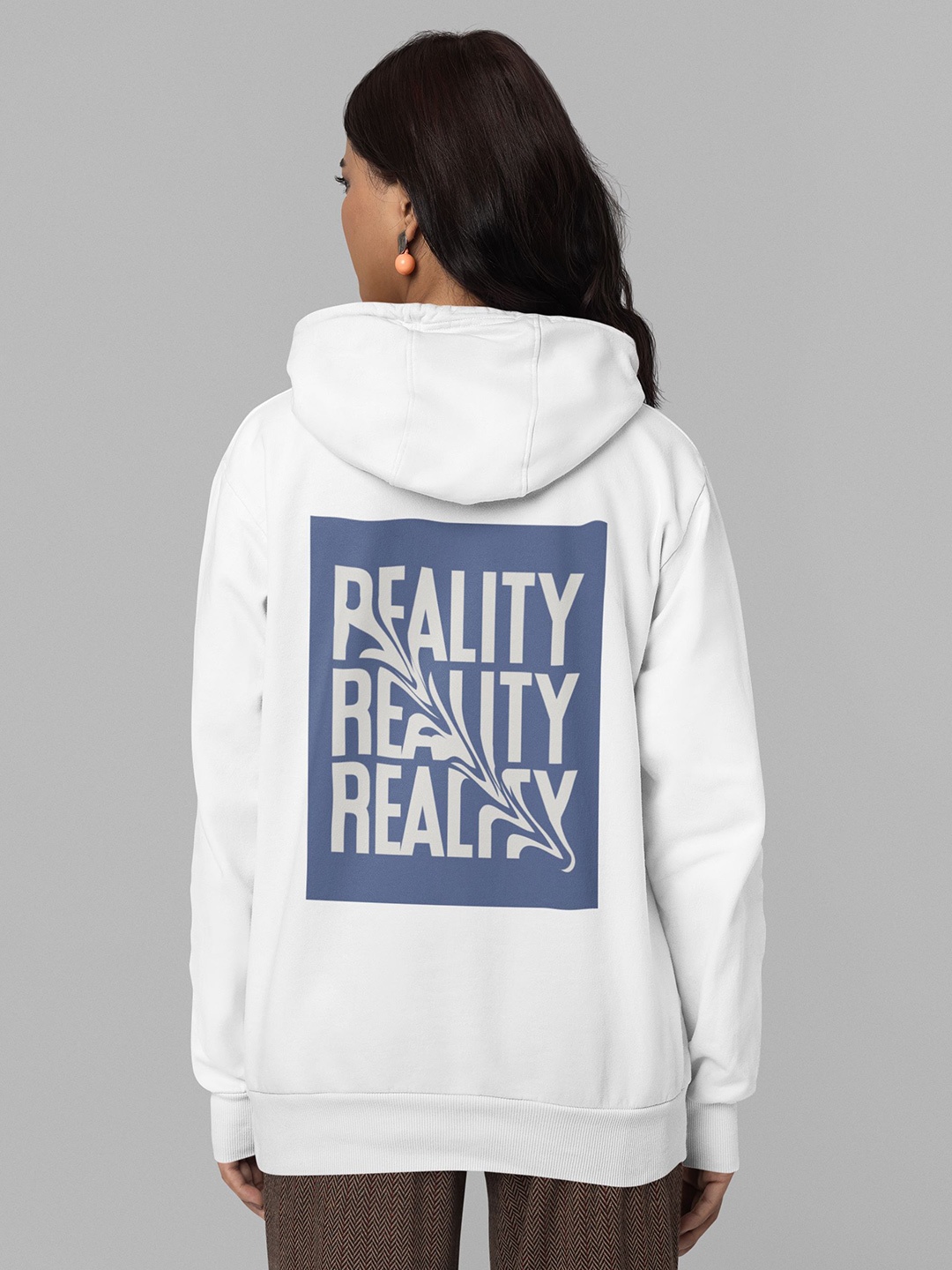 

TheBTclub Women Reality Hooded Sweatshirt, White