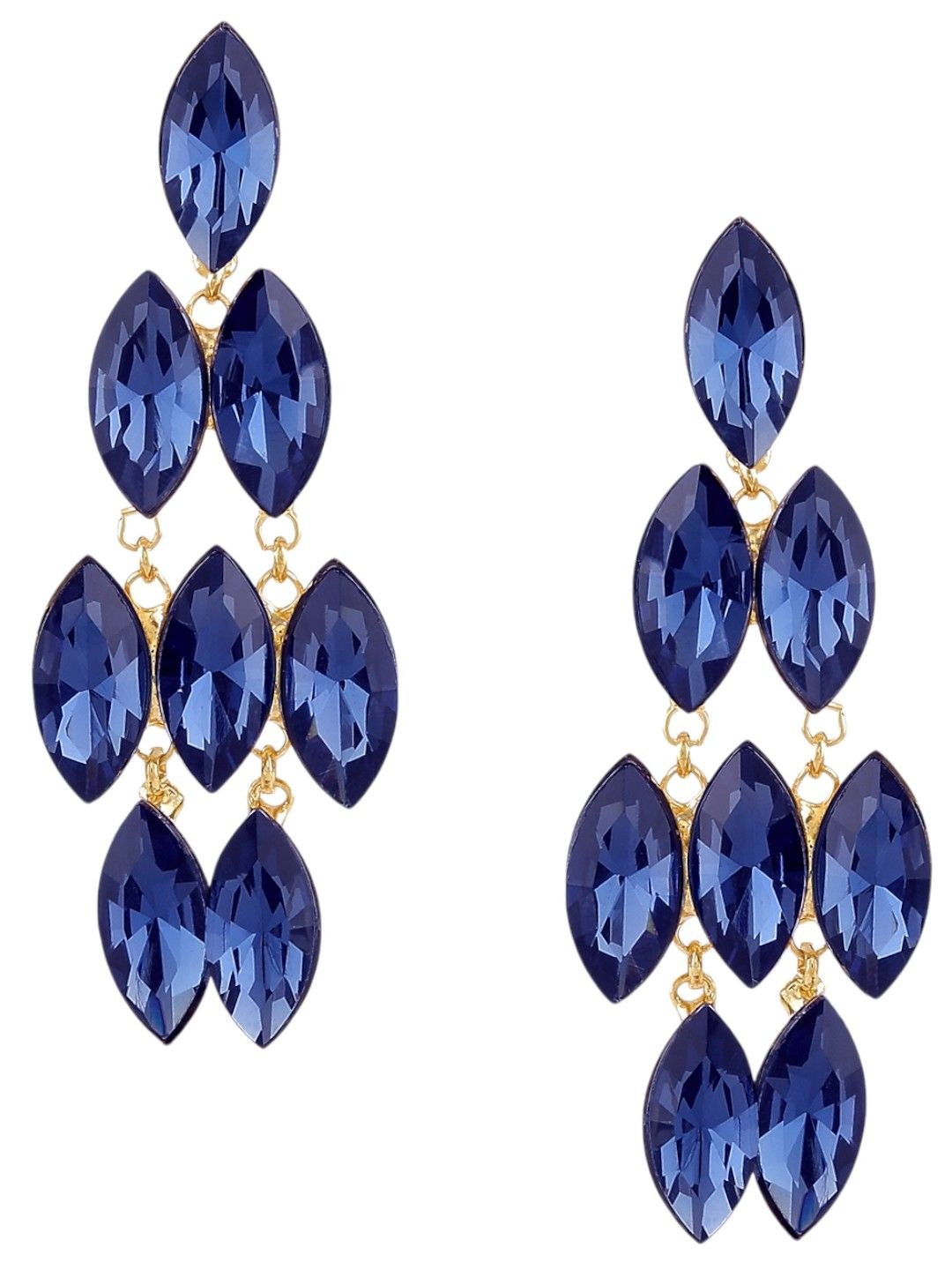 

DressBerry Gold-Plated Crystals Studded Teardrop Shaped Drop Earrings