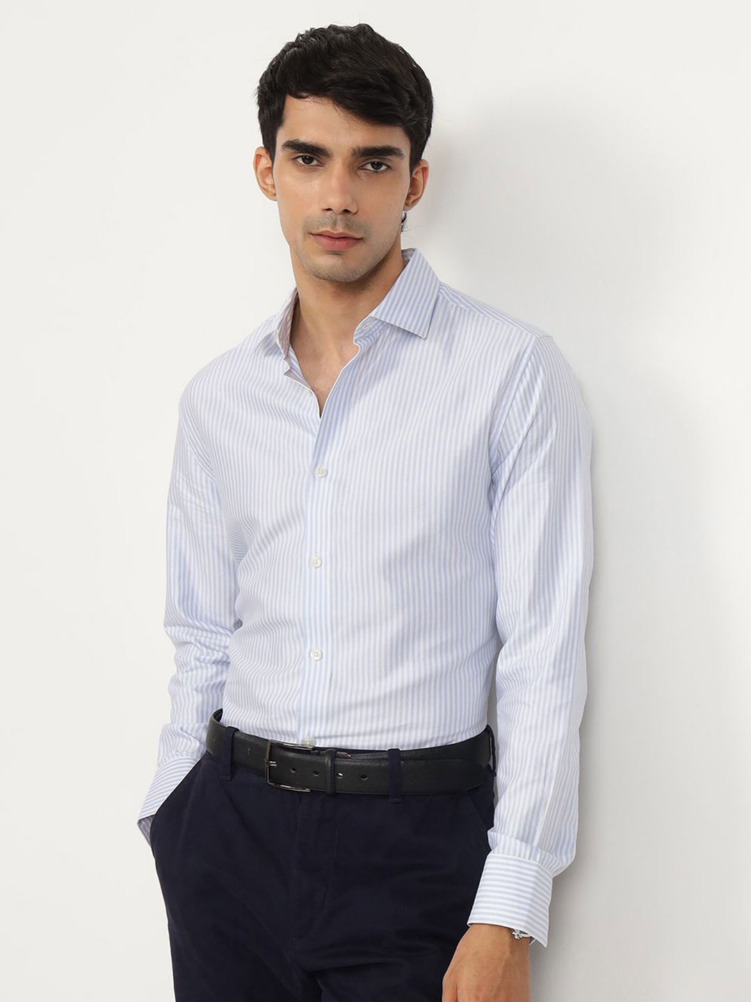 

Andamen Semi Formal Men Cotton Tencel Slim Fit Shirt, White