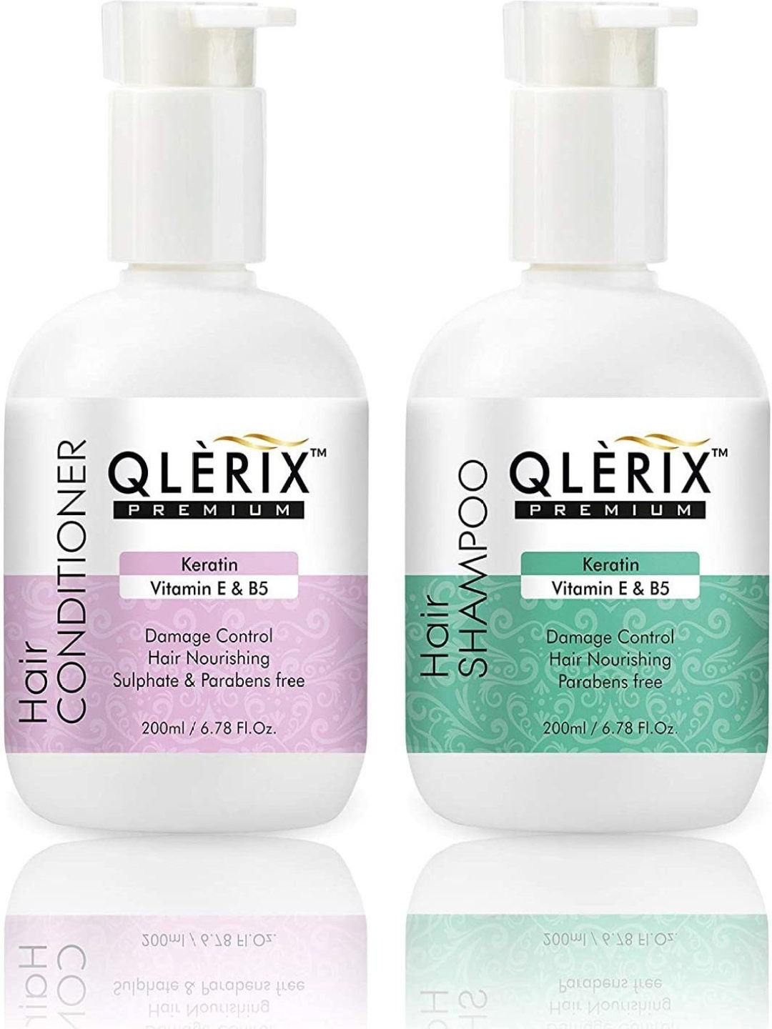 

QLERIX Set Of 2 Keratin Shampoo & Conditioner Combo - 100ml Each, Green