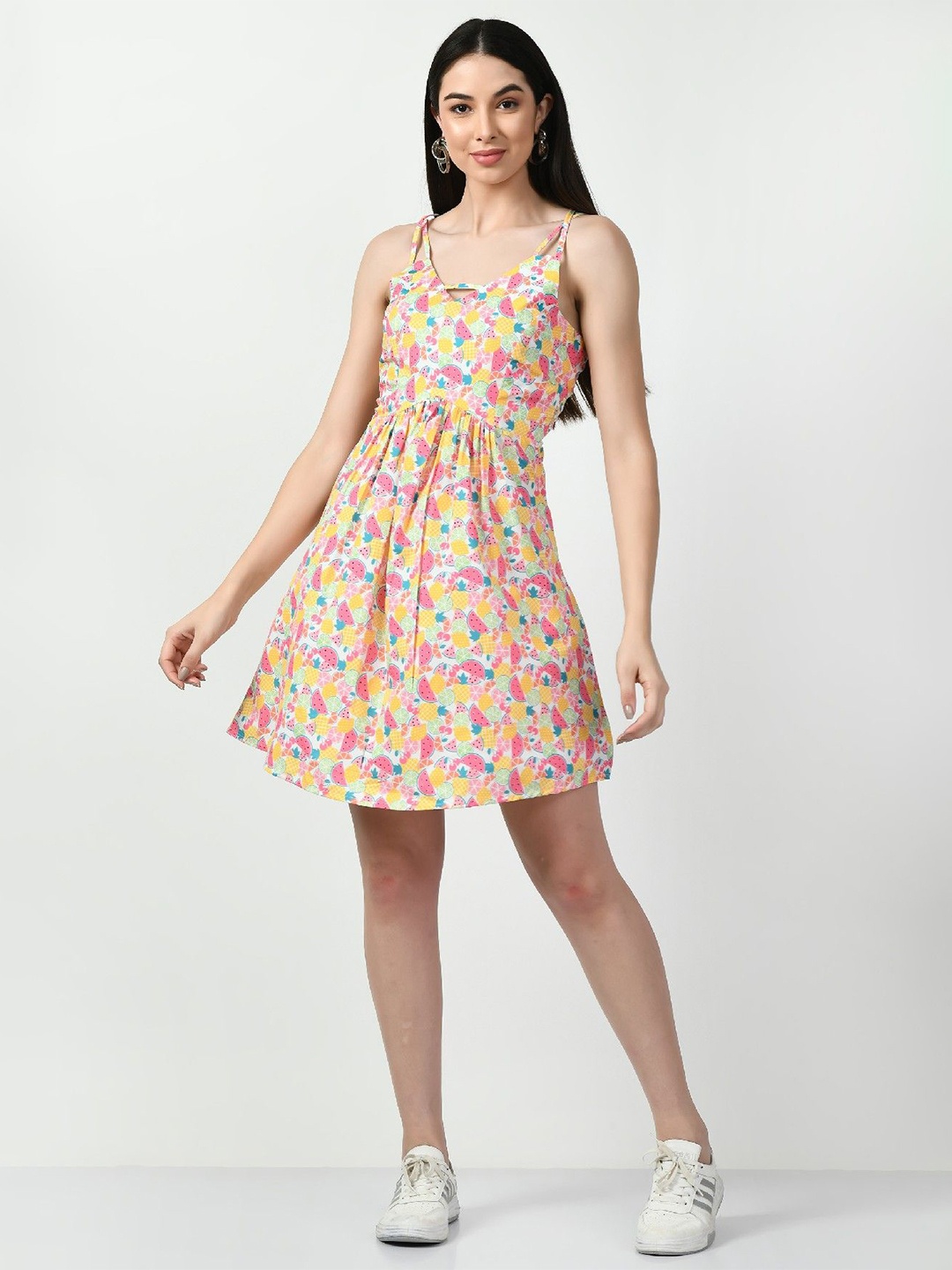 

COATTIRE Floral Print Crepe A-Line Mini Dress, Multi