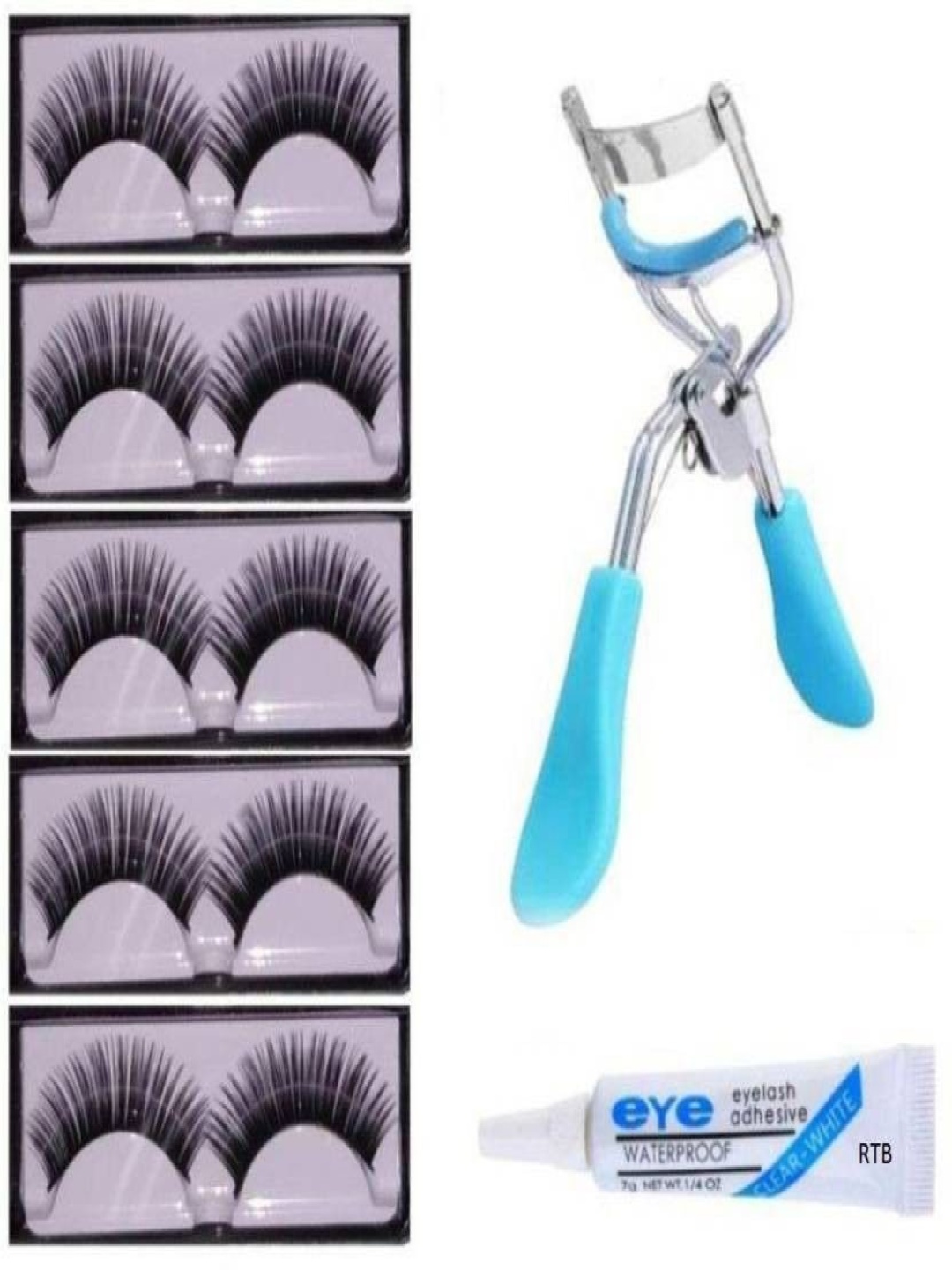 

Lenon Set Of 7 Eyelash, Curler & Glue, Black