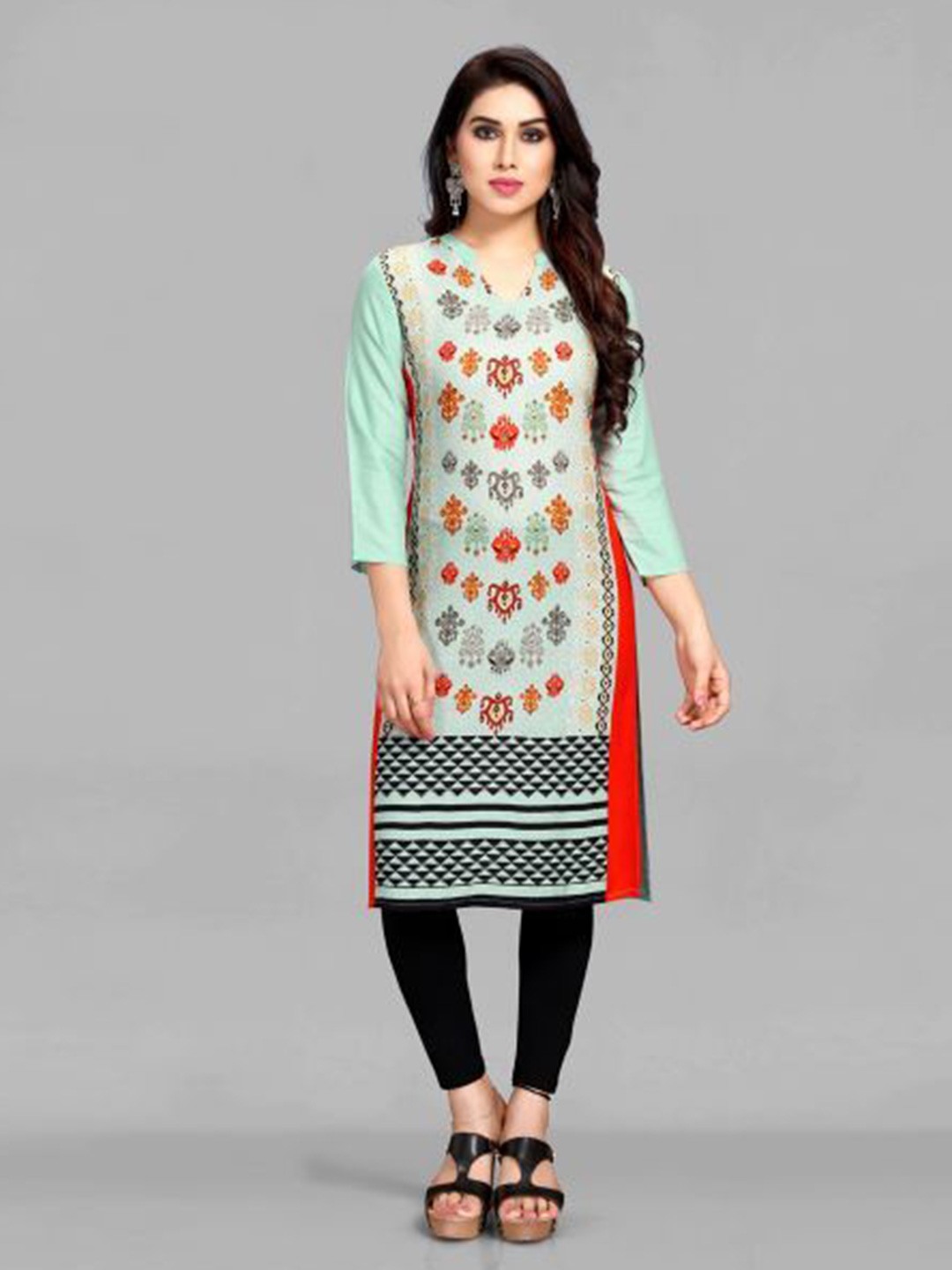 

Krimmple Women Floral Printed Kurta, Blue
