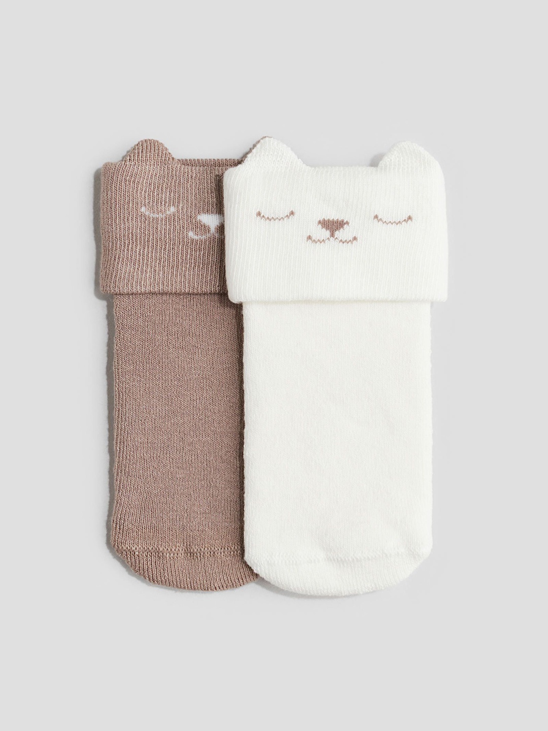 

H&M 2-Pack Terry Socks, Beige
