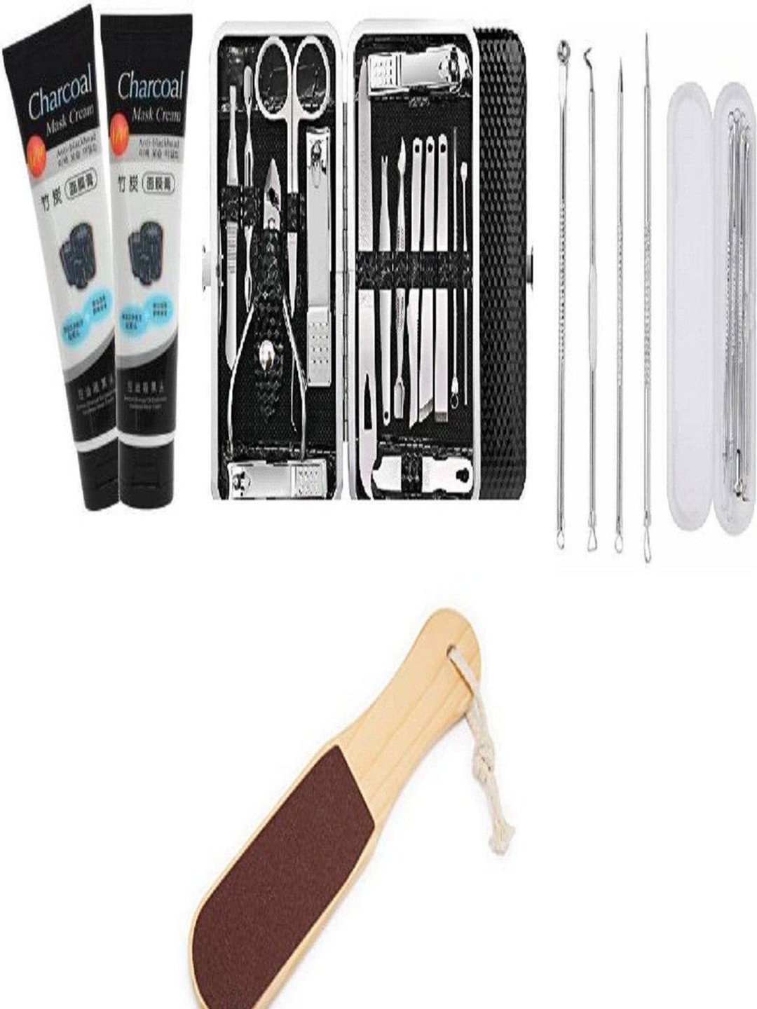 

Lenon 16 Pcs Manicure kit 4 Pcs Black Head Remover Charcoal Mask & Foot Scrubber, Multi
