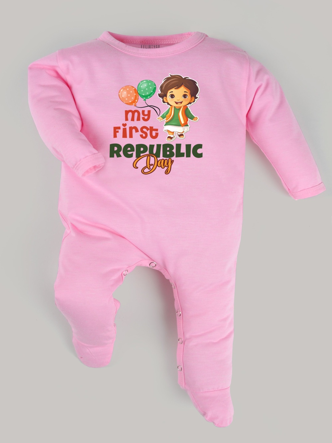 

FFLIRTYGO Unisex Printed Round Neck Rompers, Pink