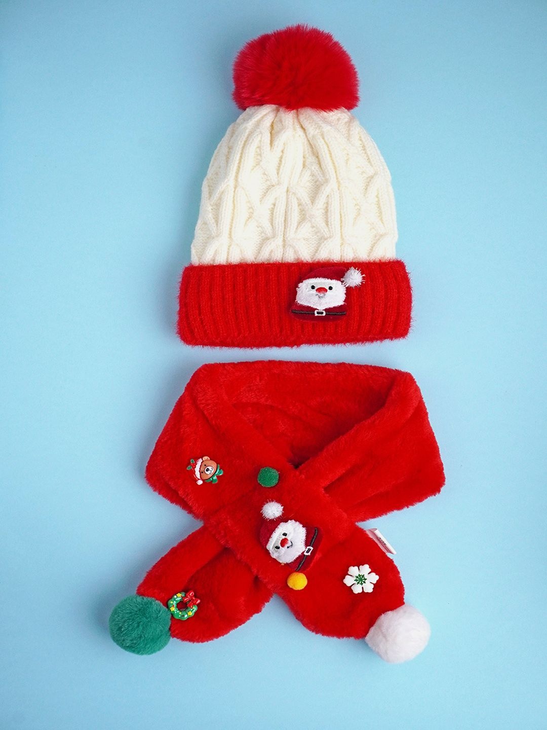 

Little Surprise Box LLP Kids Red Santa Christmas Cap Beanie & Long Style Neck Muffler