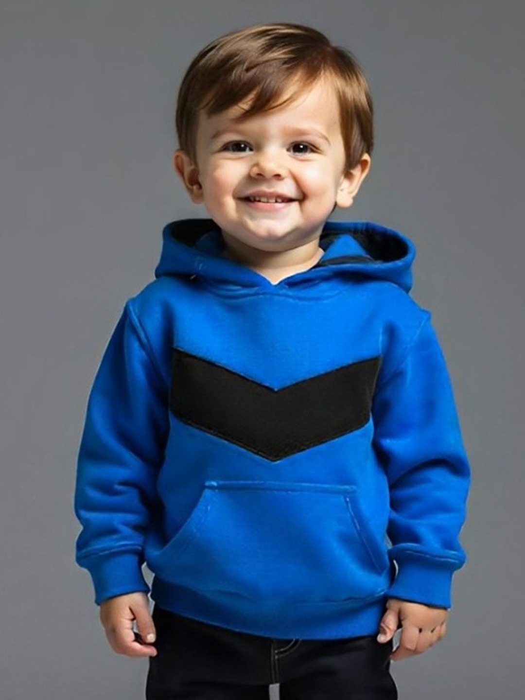 

BAESD Kids Hooded Colourblocked Pullover Cotton Sweatshirt, Blue