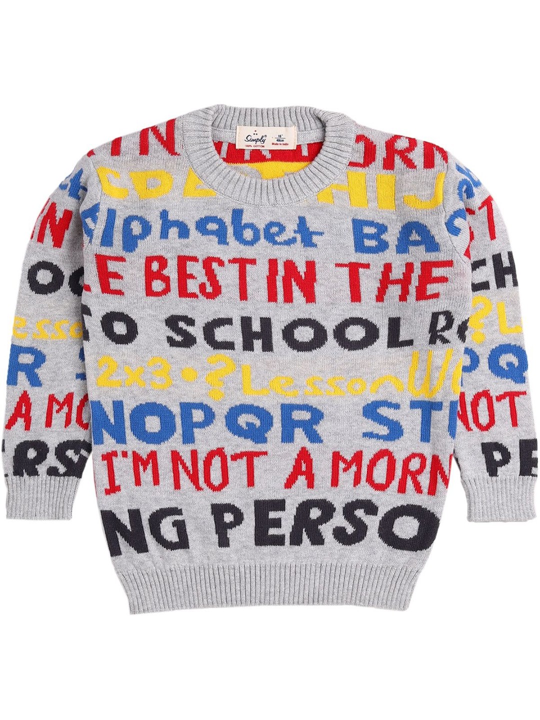 

Simply Boys Typography Printed Pullover Sweatshirt, Grey