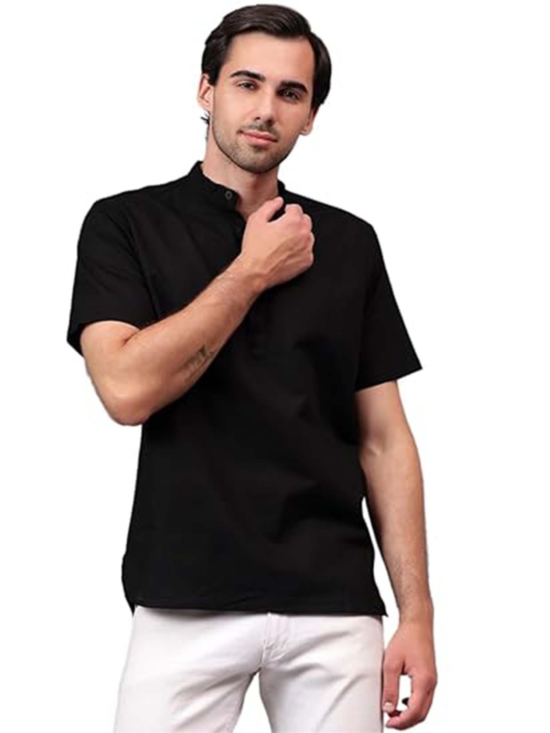 

EdinWolf Mandarin Collar Cotton Slim Fit Straight Kurta, Charcoal