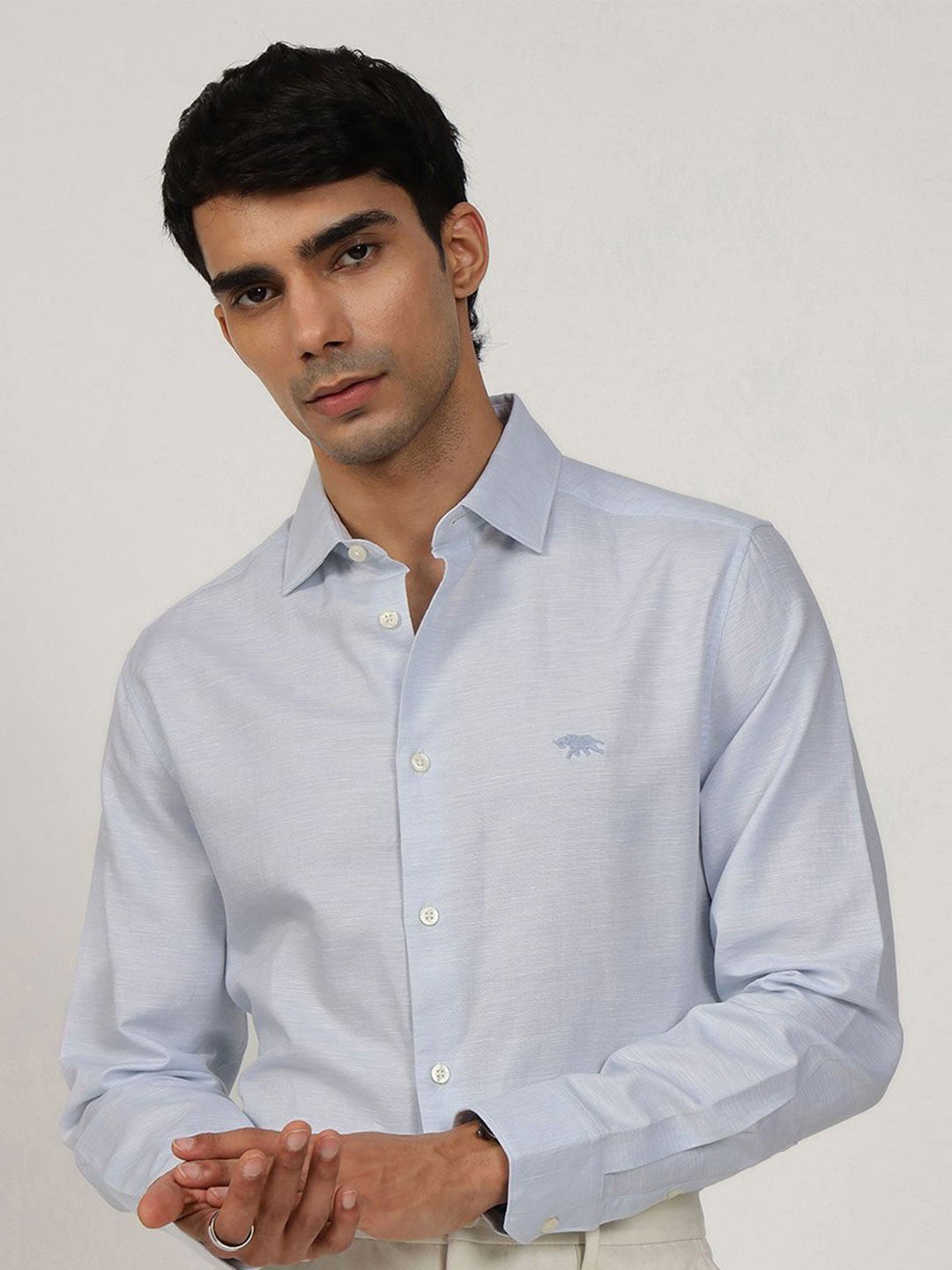 

Andamen Semi Casual Men Cotton Linen Regular Fit Shirt, Blue