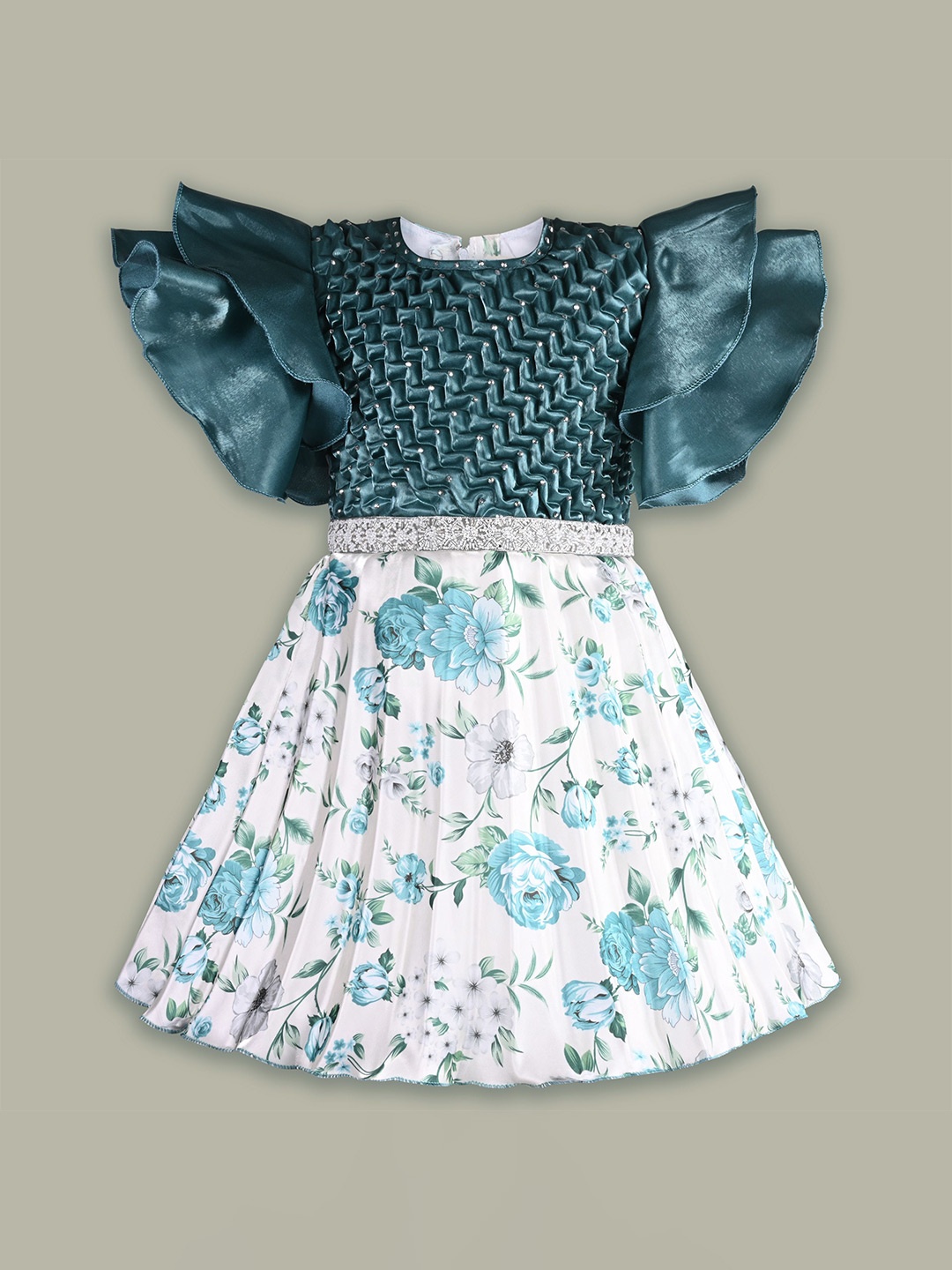 

Wish Karo Girls Floral Printed Fit & Flare Dress, Blue