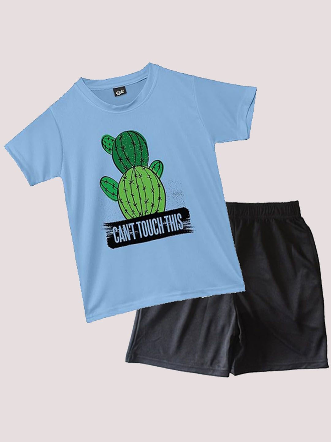 

RISH Unisex Kids Printed Round Neck T-Shirt With Shorts, Blue