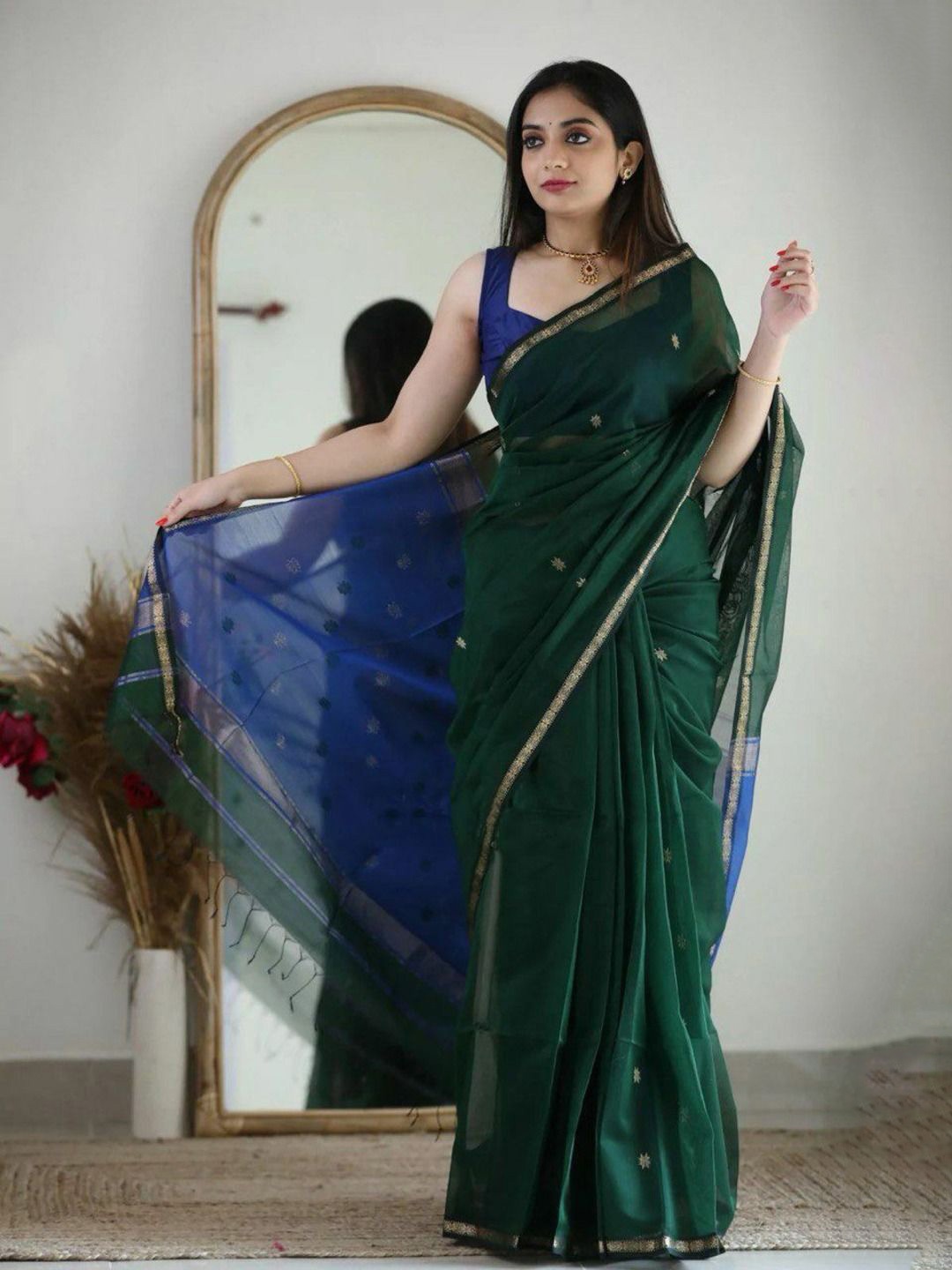 

Anouk Woven Design Zari Saree, Green