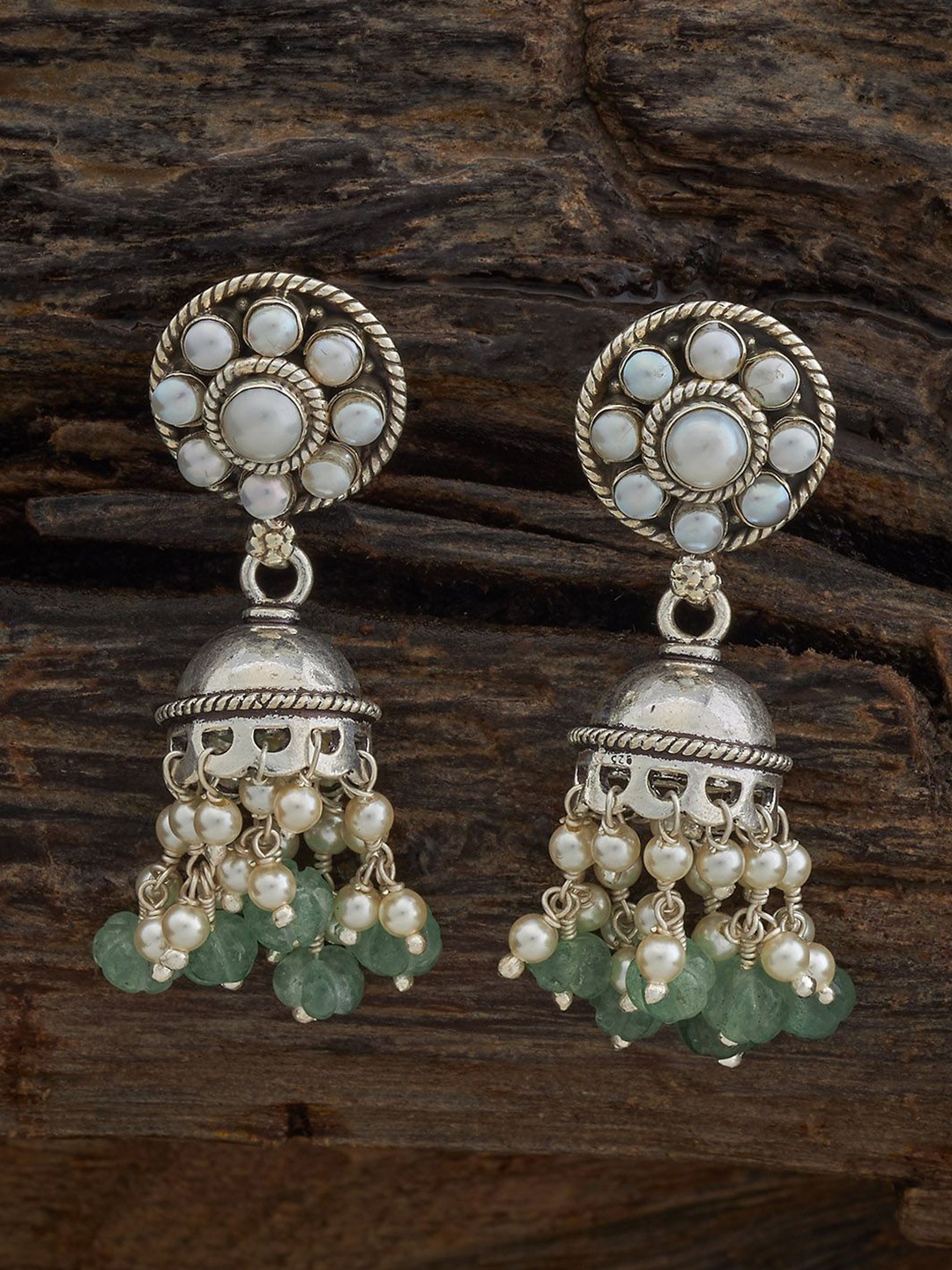 

Kushal's Fashion Jewellery 92.5 Sterling Silver-Plated Dome Shaped Temple Jhumkas