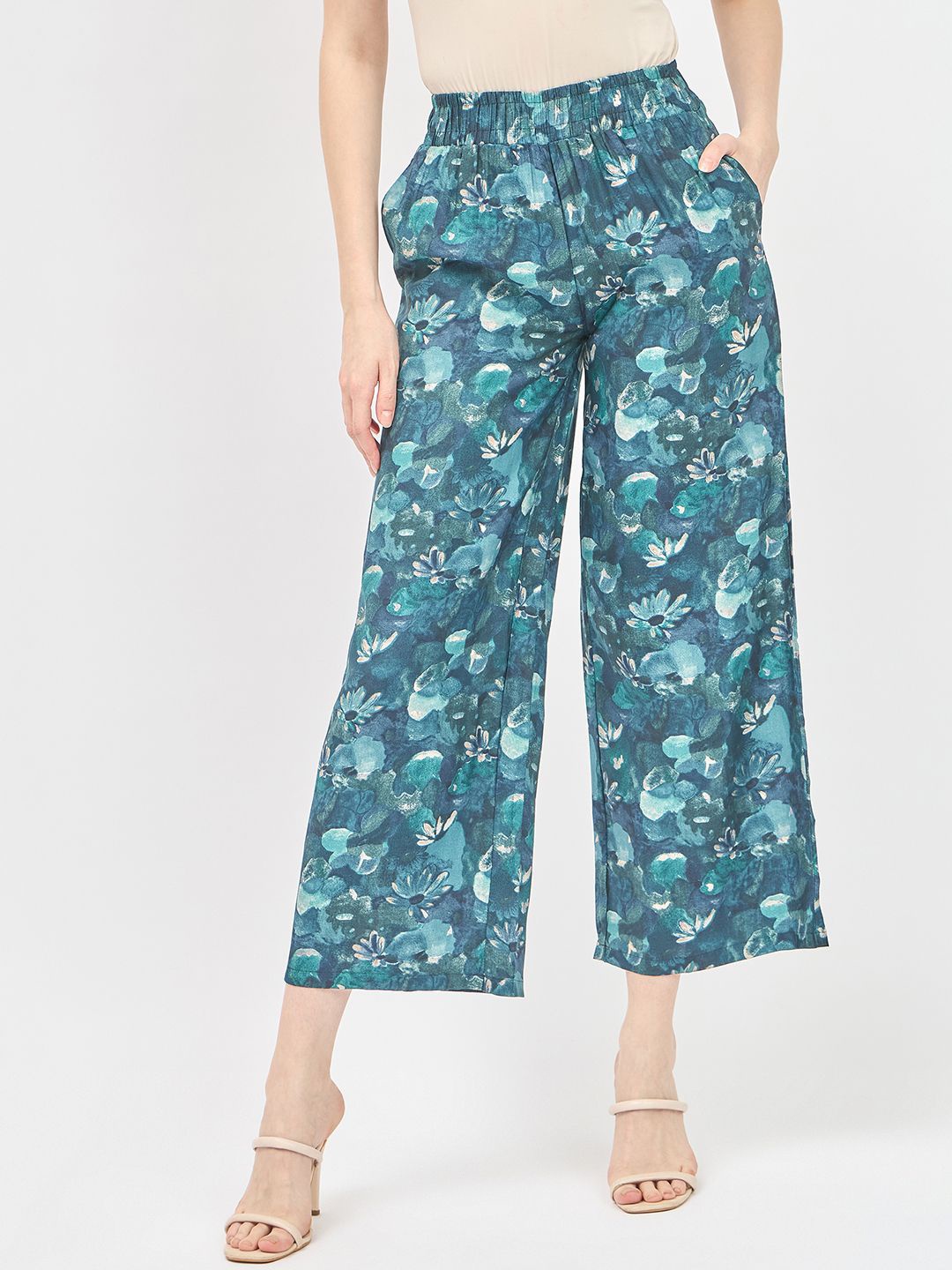 

Novio Women Printed Palazzos, Green