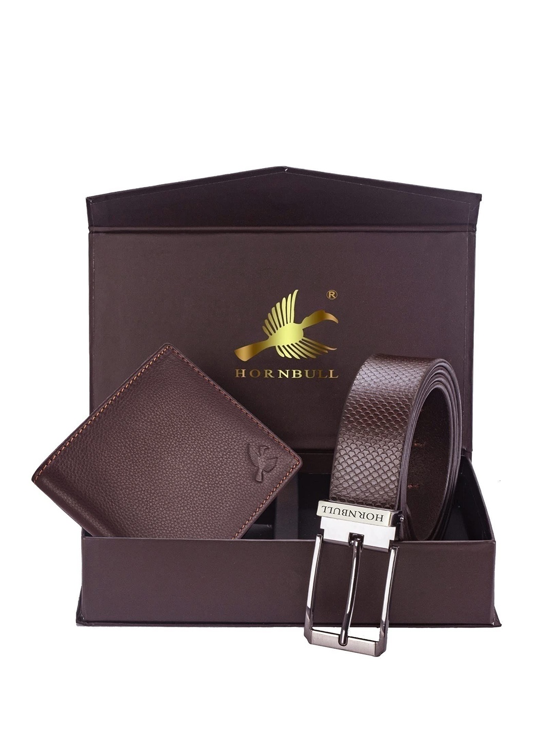 

Hornbull Men Maddison Leather RFID Protected Brown Wallet & Belt Accessory Gift Set