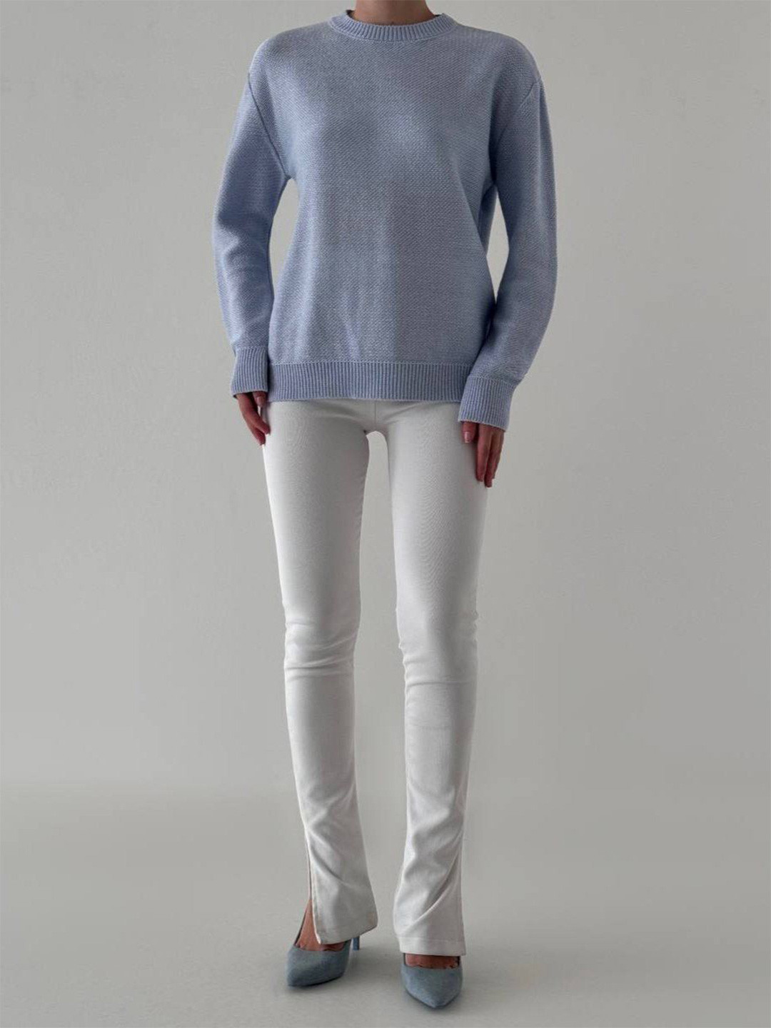 

Fashion Gaiia Women Round Neck Knitted Pullover, Blue