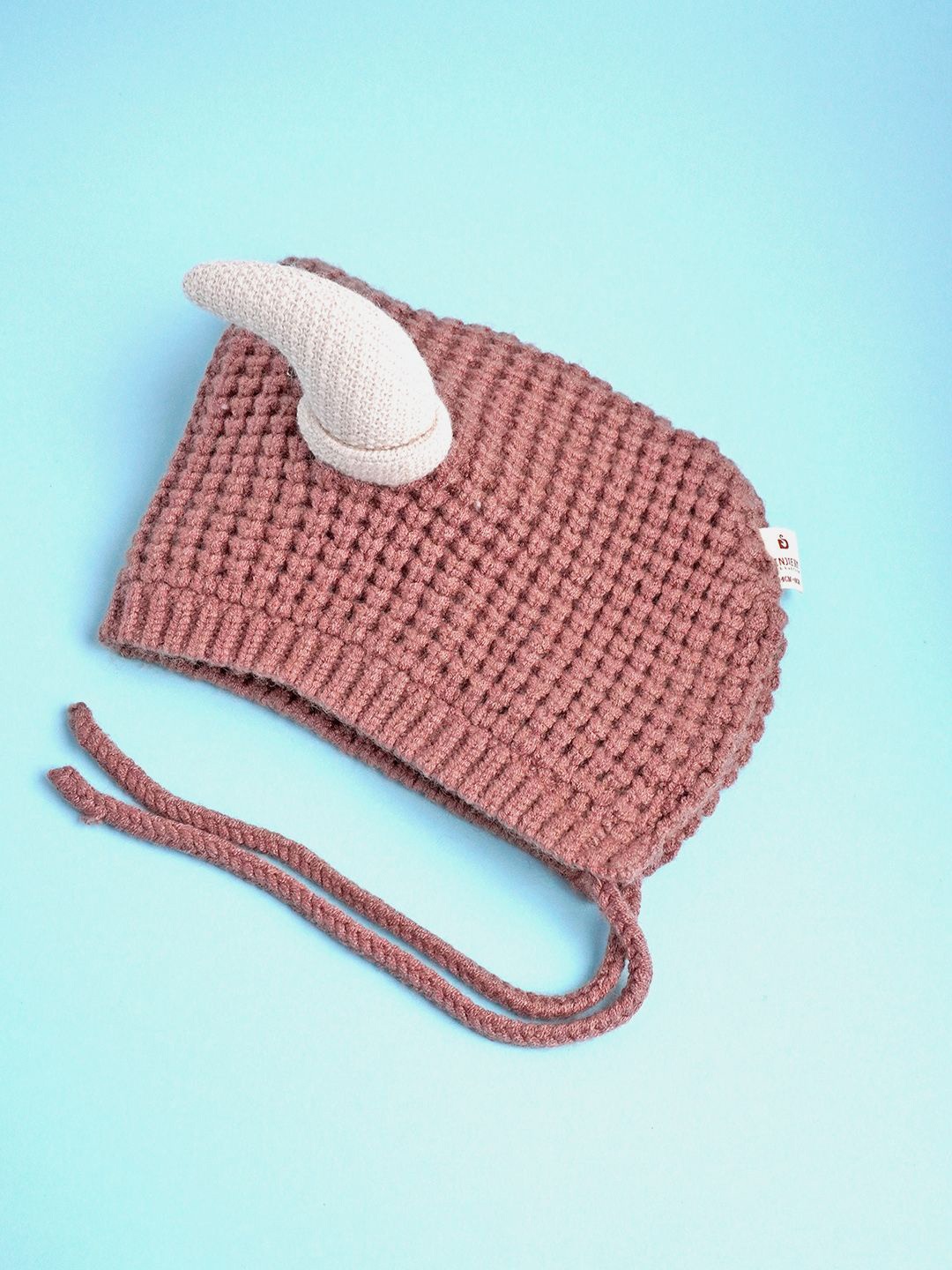 

Little Surprise Box LLP Baby Horns Knitted Soft Woolen Winter Cap With Tie Up 6-18 Months, Brown