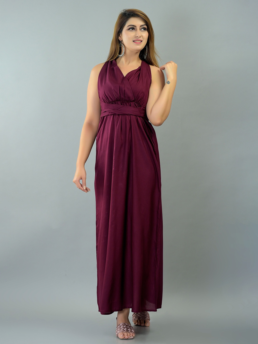 

VYMO Fit & Flare Maxi Dress, Purple