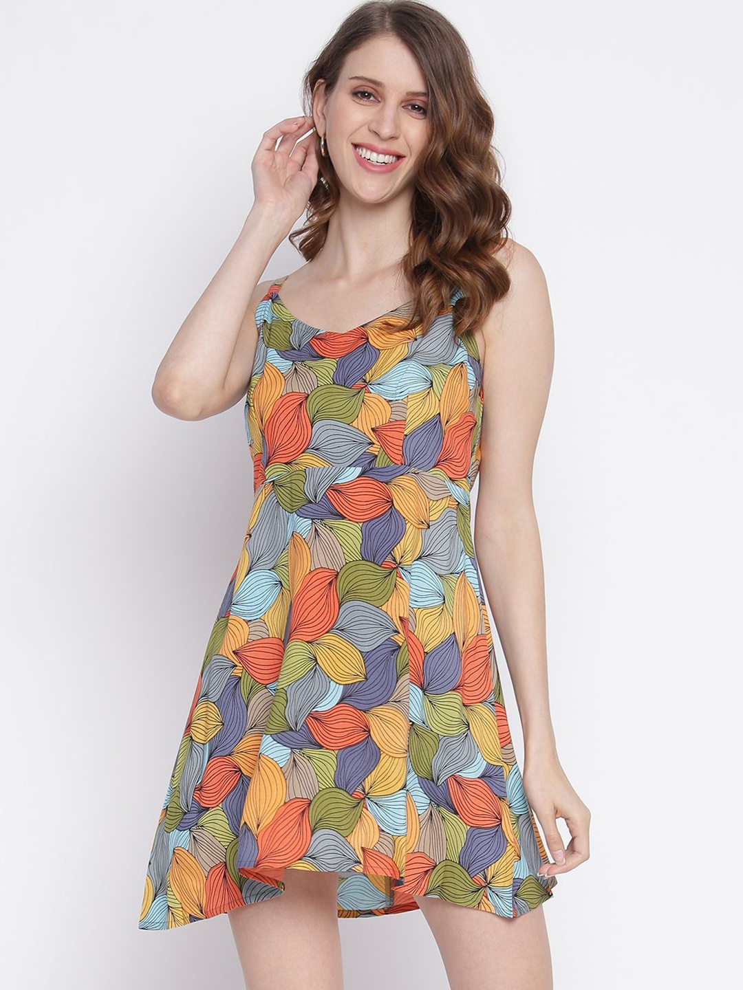 

VYMO Floral Print Fit & Flare Mini Dress, Green