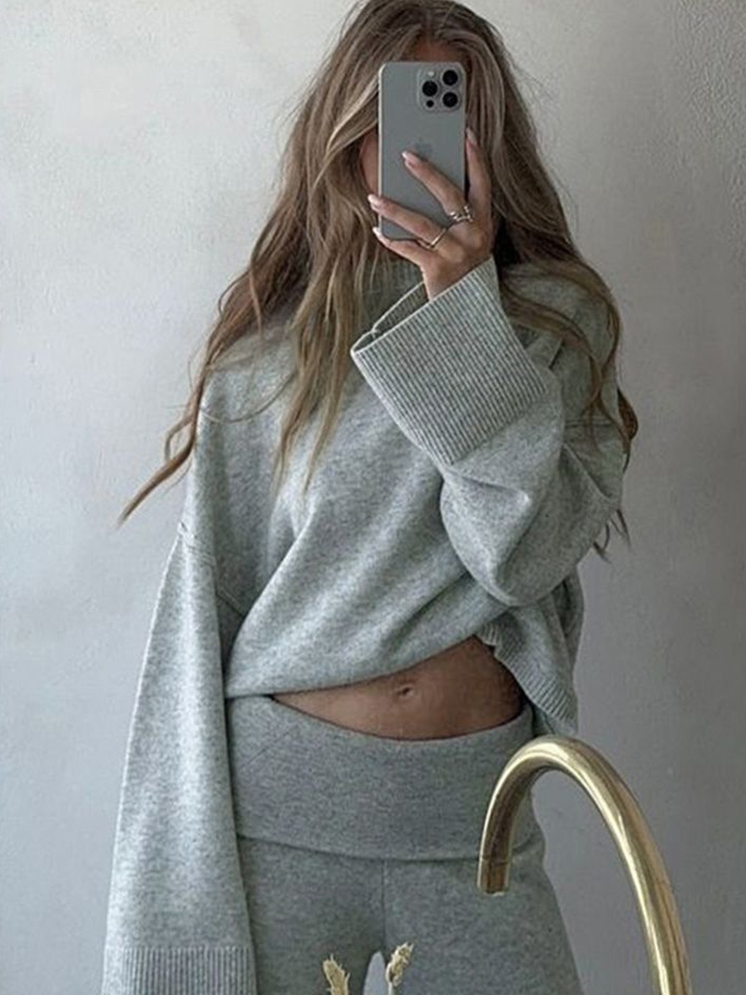 

LULU & SKY Women Crop Pullover, Grey