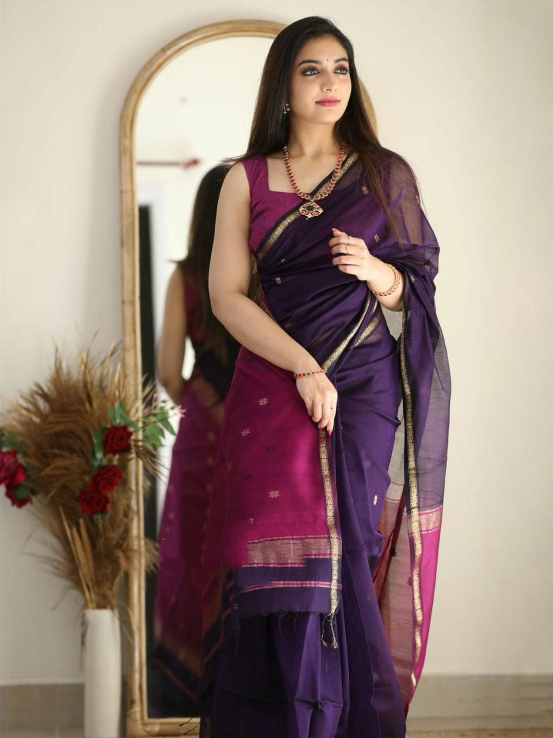 

Anouk Woven Design Zari Saree, Navy blue