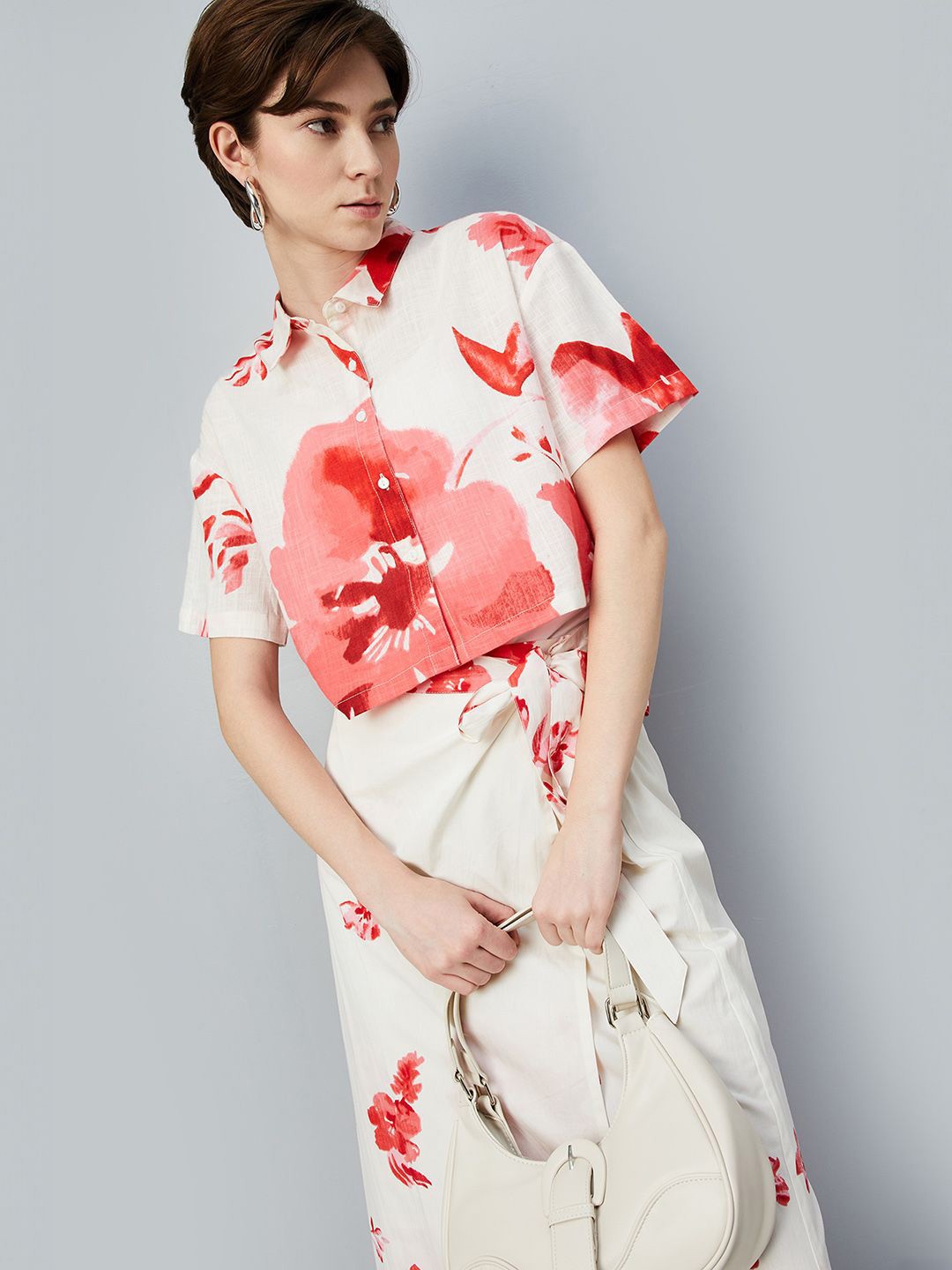 

max Floral Print Cotton Top, Off white