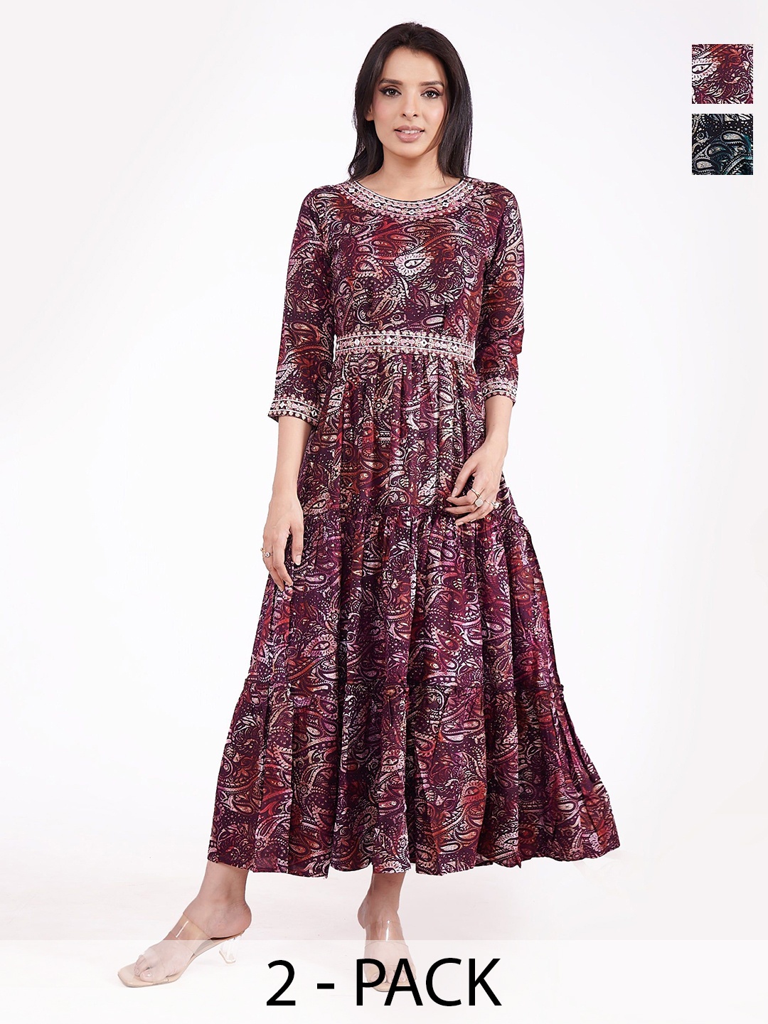

FREYAA Floral A-Line Midi Dress, Maroon