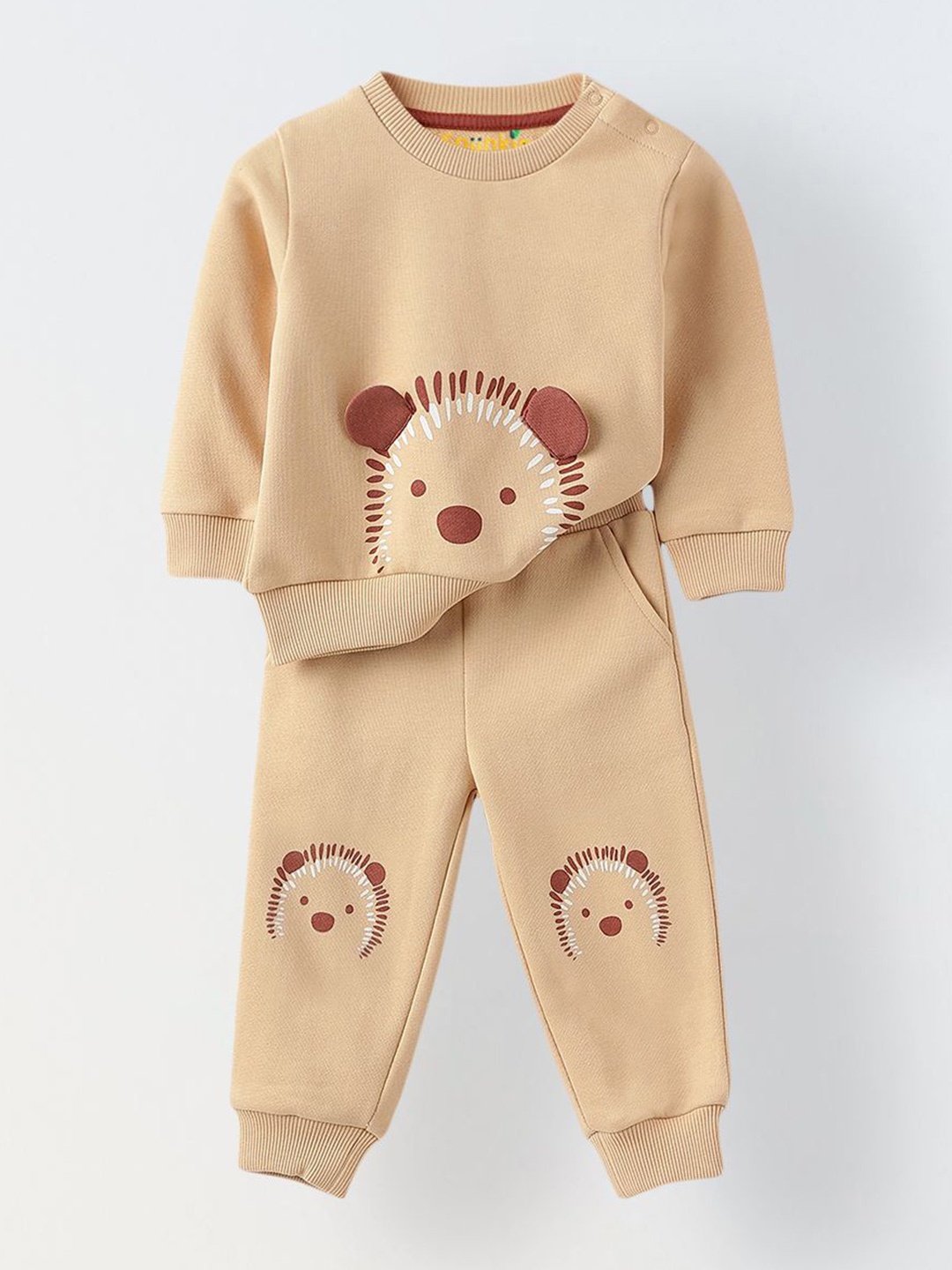 

SPUNKIES Infants Printed Sweatshirt With Pyjamas, Beige
