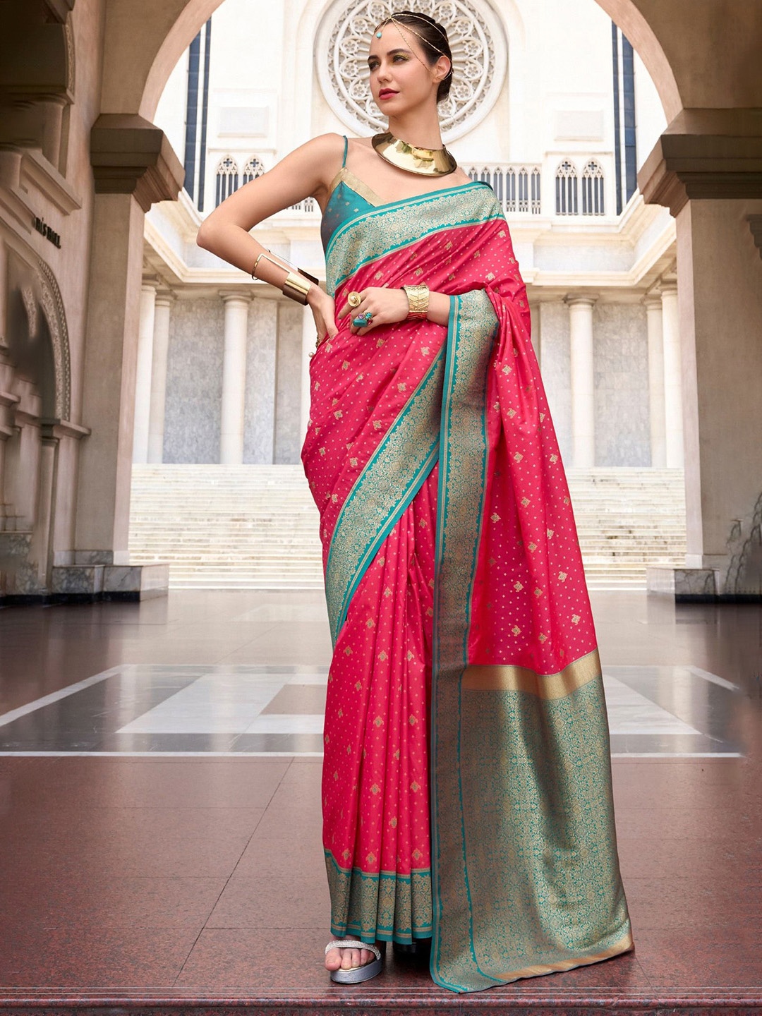 

MySilkLove Woven Design Zari Banarasi Saree, Pink