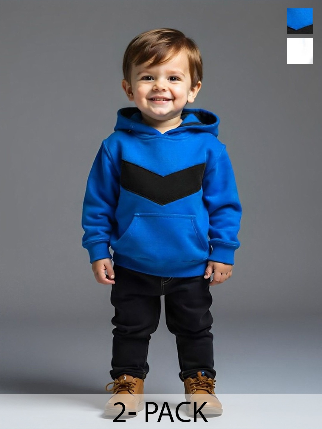 

BAESD Boys Pack of 2 Colourblocked Cotton Sweatshirt, Blue