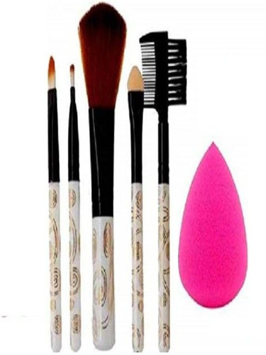 

Lenon Set Of 6 Makeup Brushes Kit & Blender, White