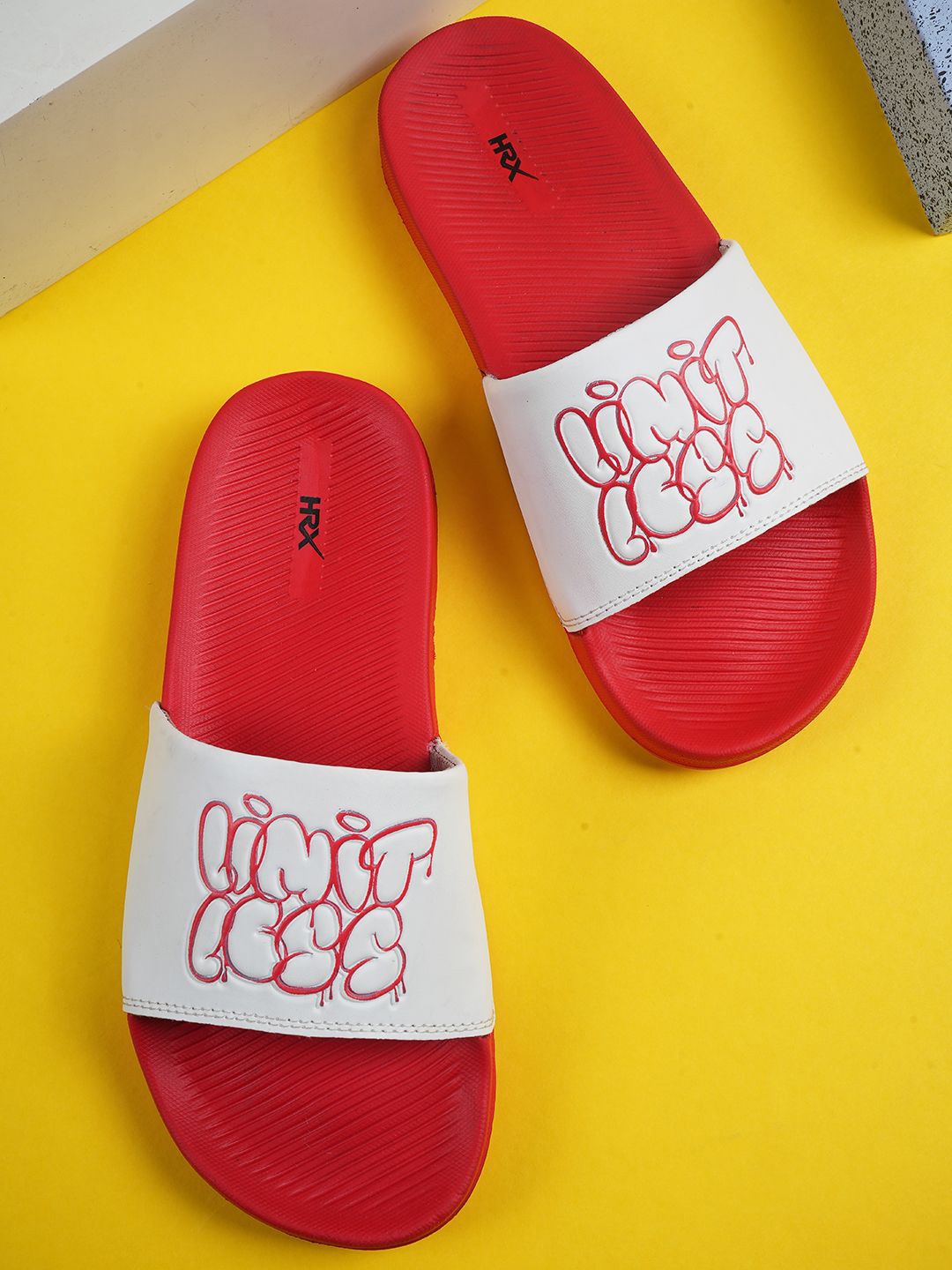 

HRX by Hrithik Roshan Men Self Design Sliders, Red