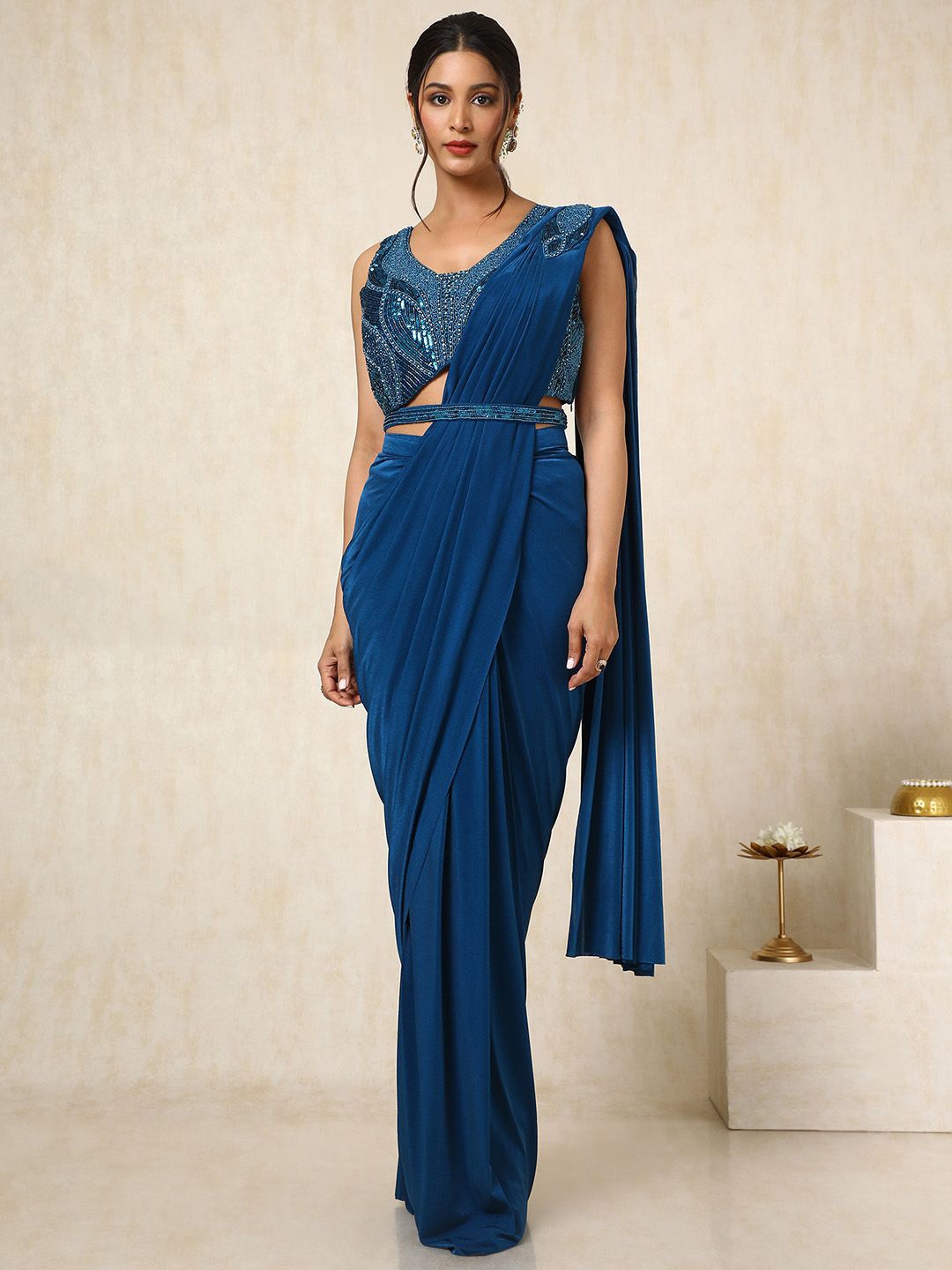 

Soch Embellished Sequinned Ready to Wear Saree, Teal