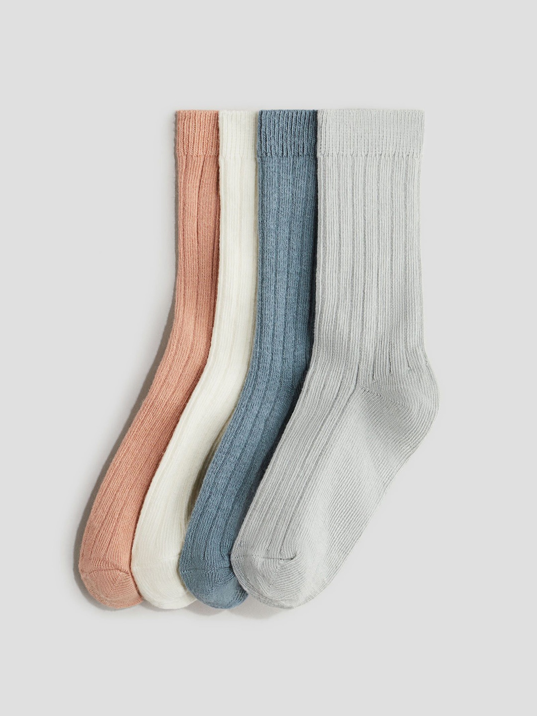 

H&M 4-Pack Ribbed Socks, Blue