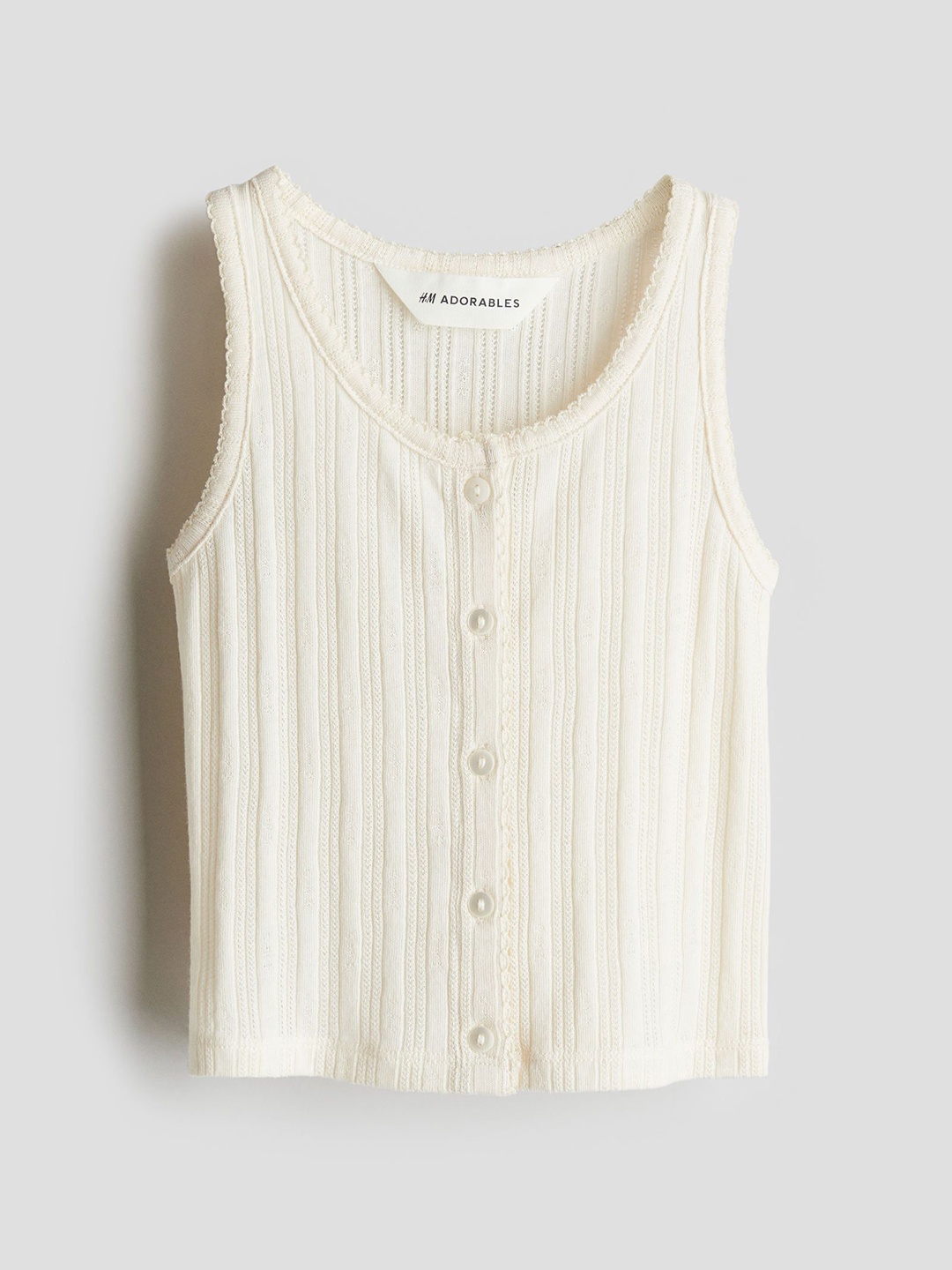 

H&M Girls Pointelle Jersey Vest Top, White