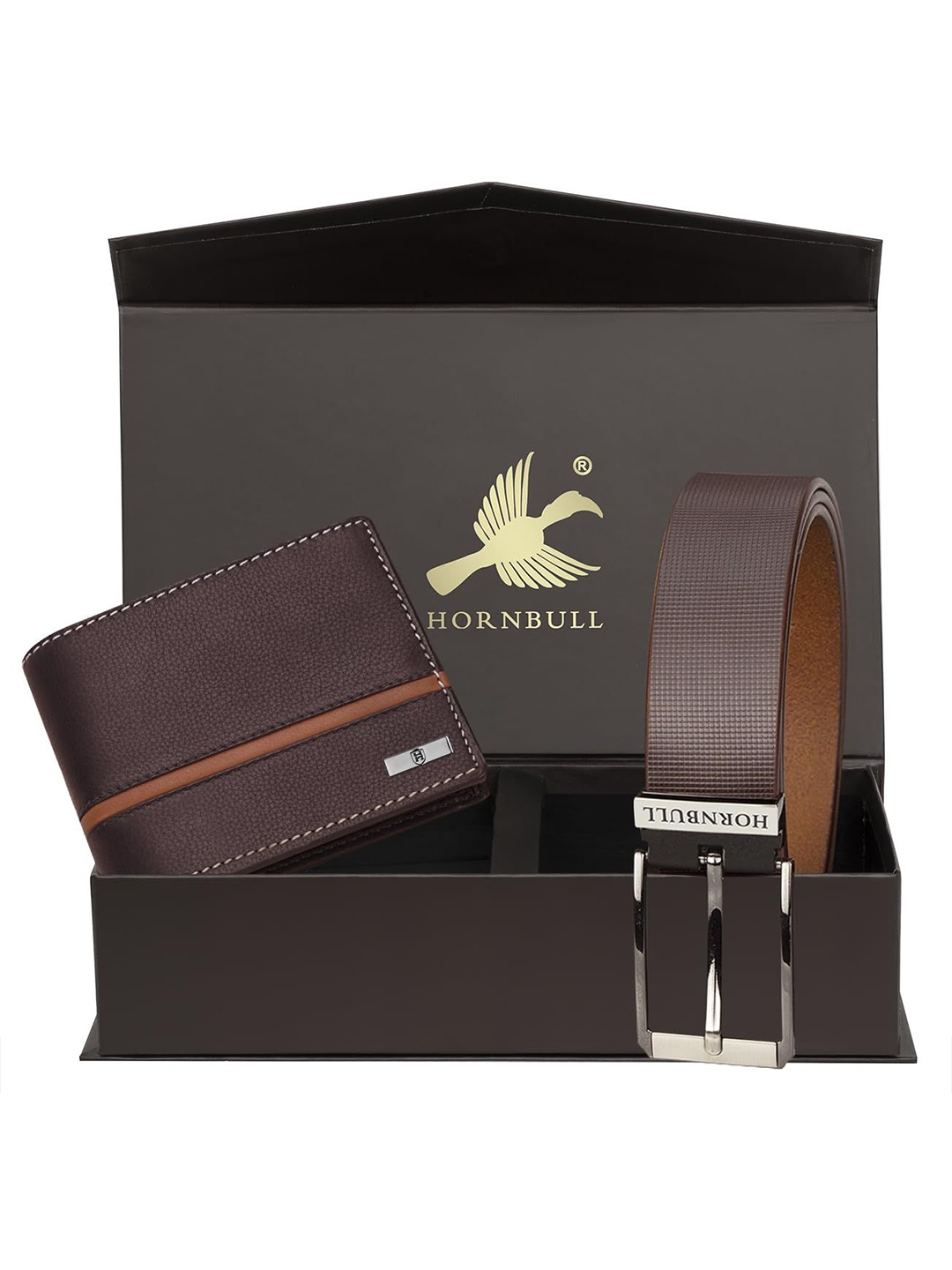 

Hornbull Men Denial Leather RFID Protected Brown Wallet & Brown Belt Accessory Gift Set