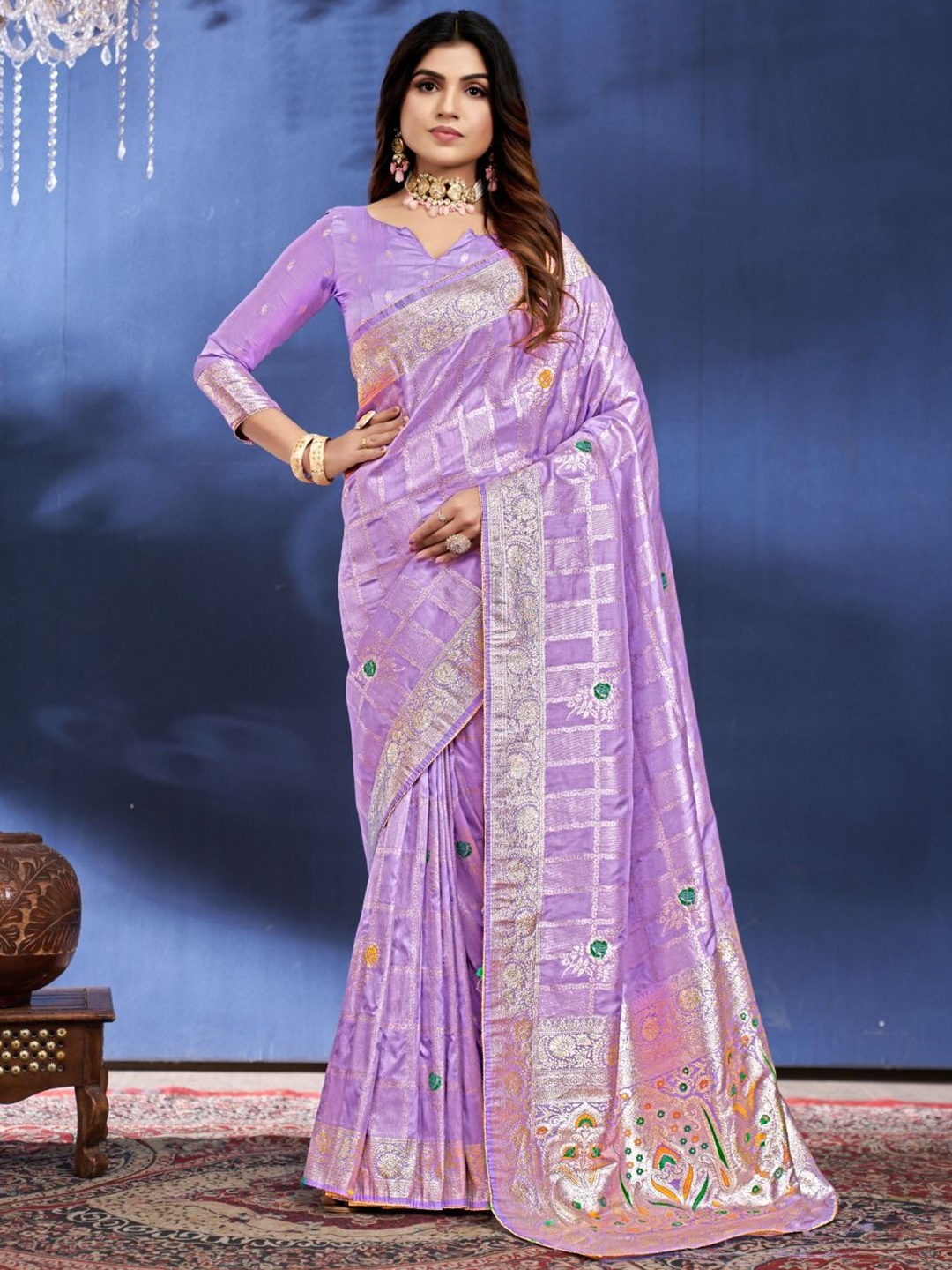 

Aagiri Woven Design Zari Pure Silk Banarasi Saree, Magenta